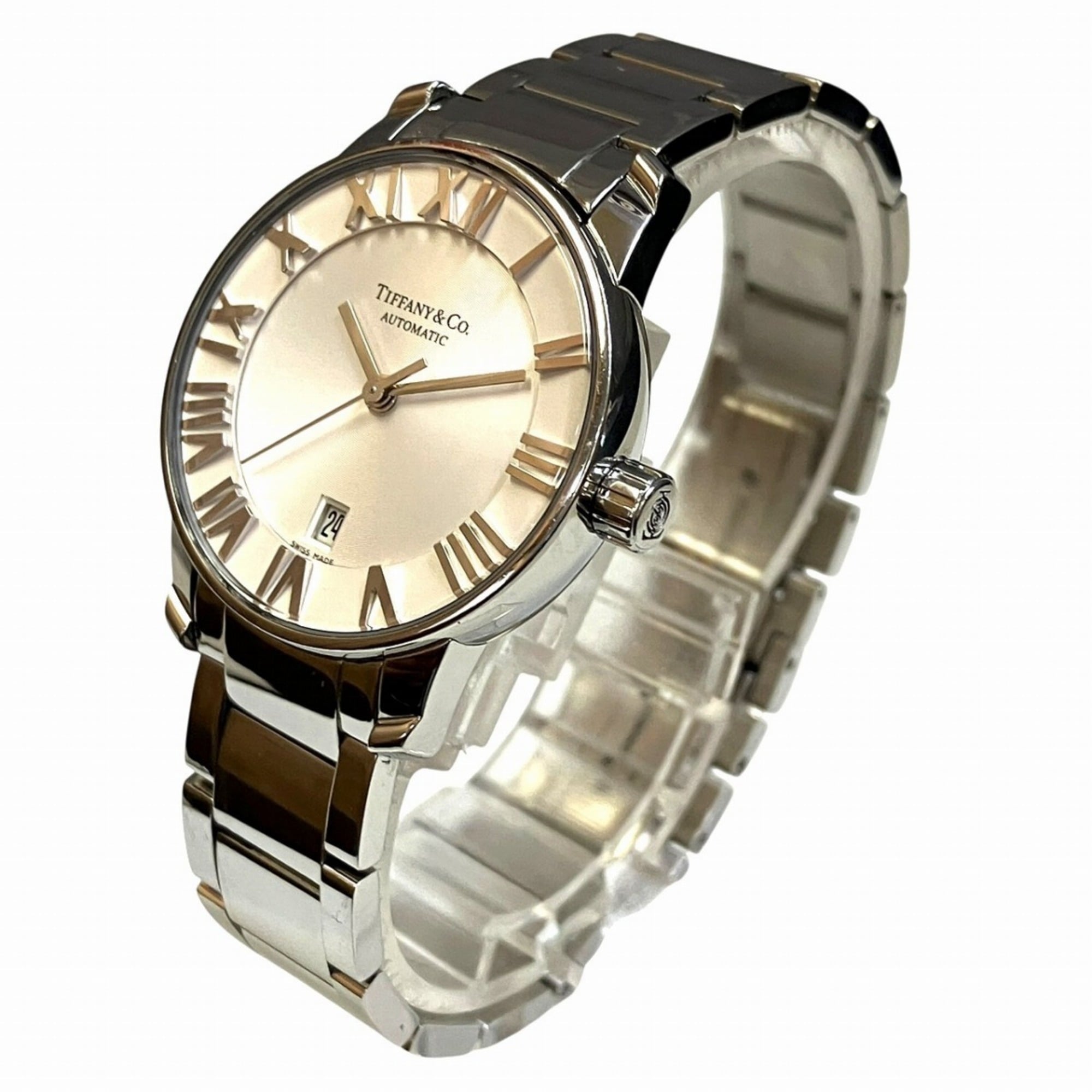 Tiffany & Co. Atlas Dome Watch, Total Weight 65.6g, Stainless Steel, Automatic Movement, White Dial, Z1830-68-10A21A00A