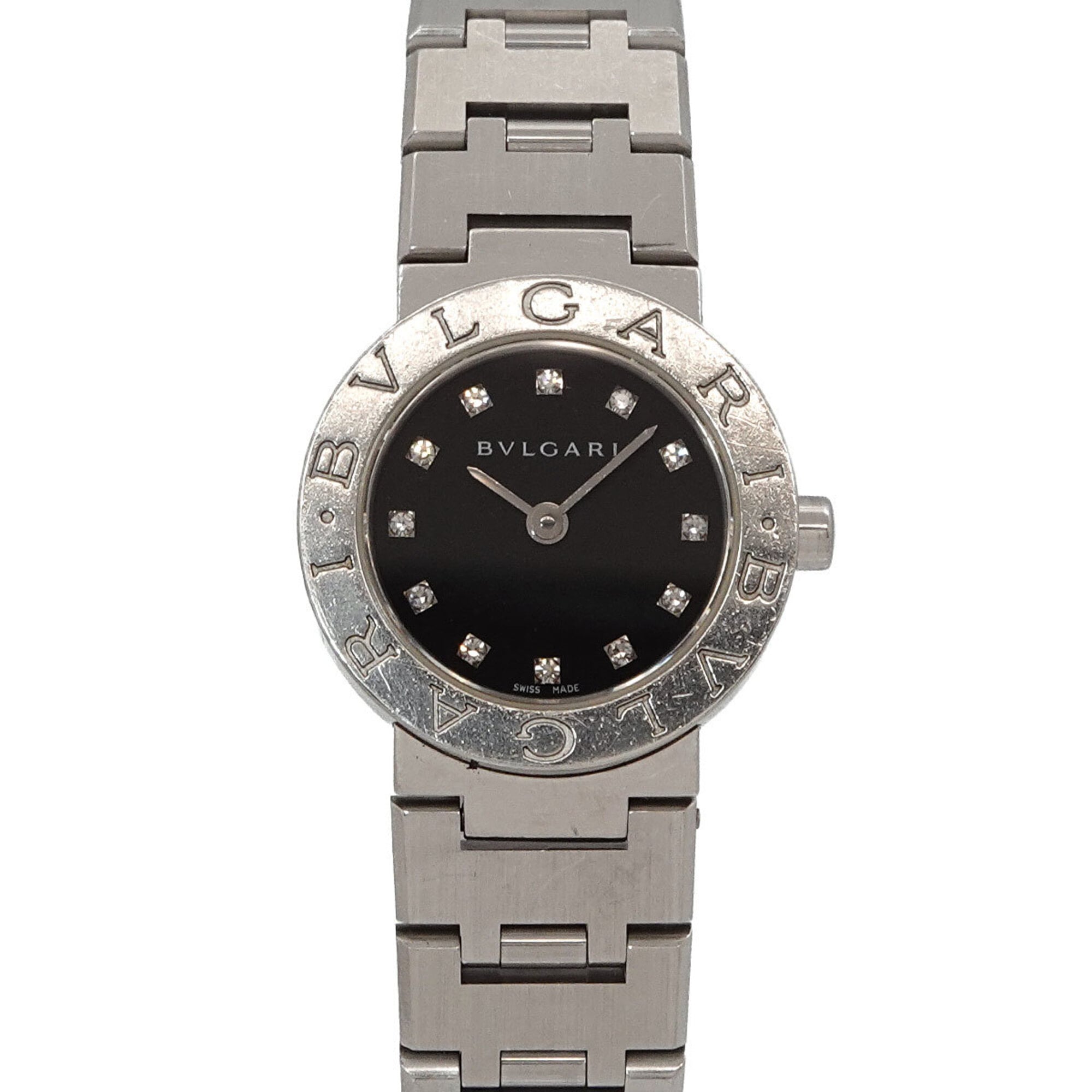 BVLGARI BB23SS Women's Watch 12P Diamond Silver Quartz