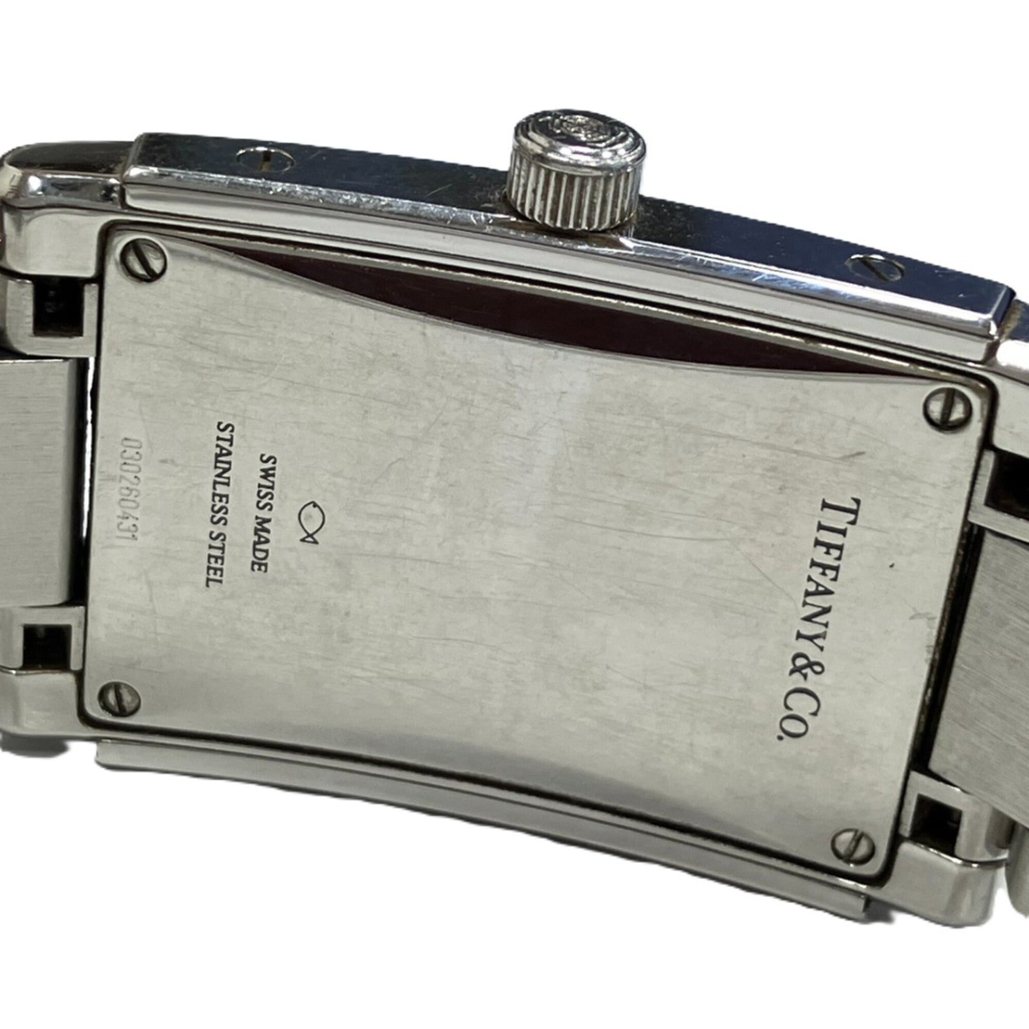 Tiffany & Co. Grand Rectangular Watch, Total Weight 73.4g, Stainless Steel, Quartz Movement, White Dial