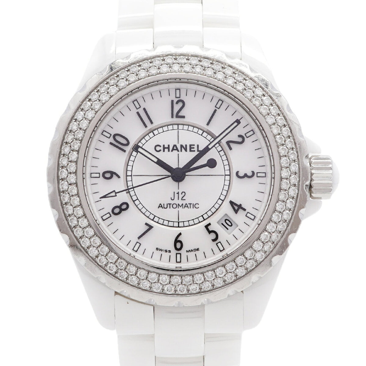 Chanel J12 mit Diamantlünette H0967 Weiß Zifferblatt 38 mm Uhr
