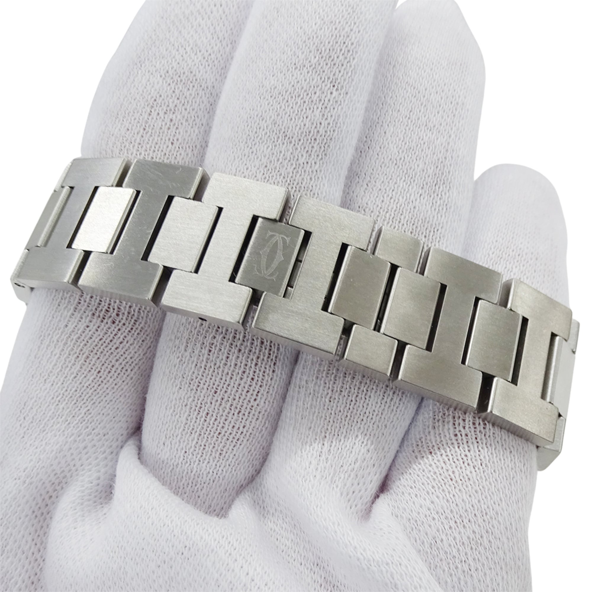 Cartier Pasha C Date automatisch horloge voor jongens, roestvrij staal (SS) W31043M7, zilver/zwart.