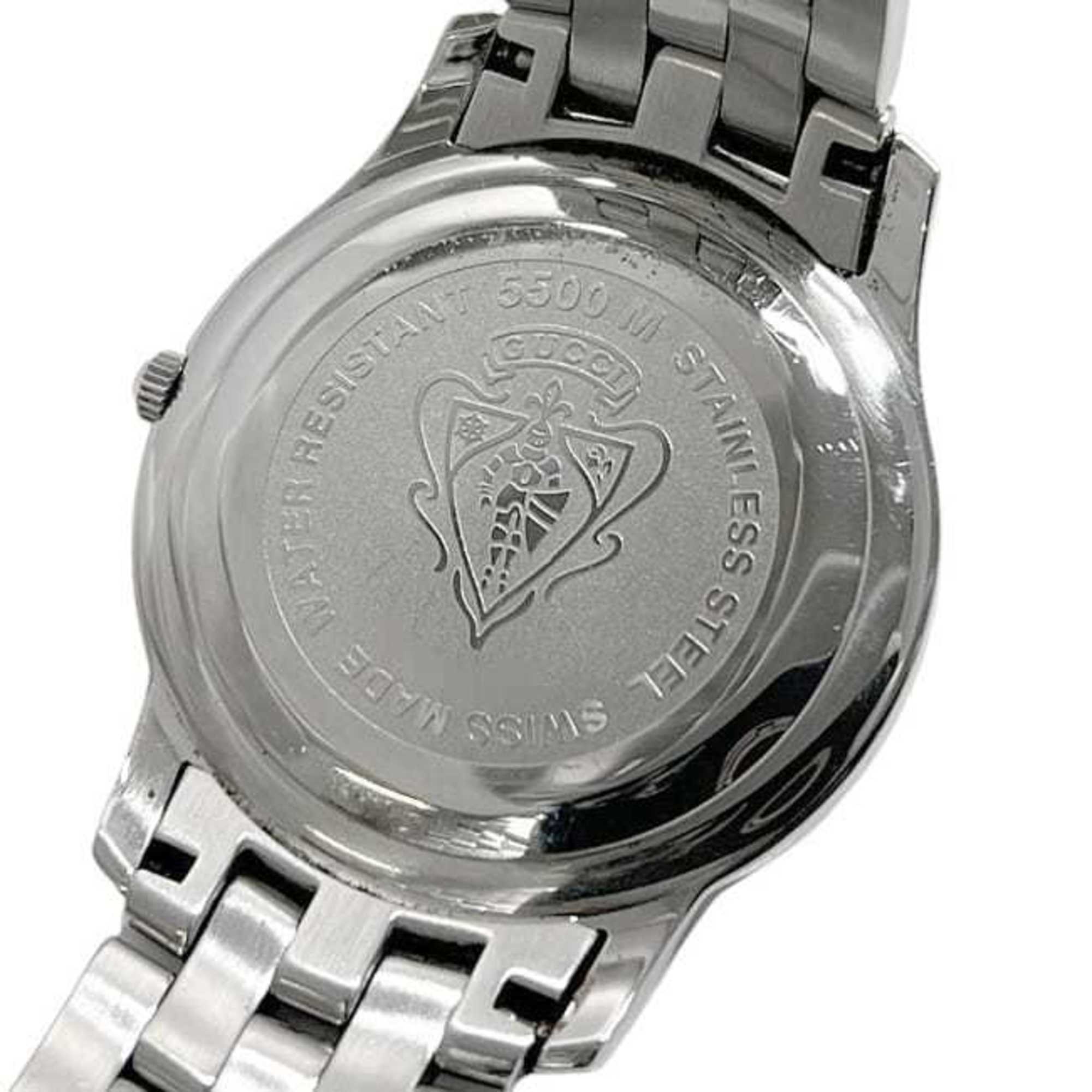 Gucci 5500M Horloge f-24297 Zilverwit YA055305 Herenhorloge van roestvrij staal, kwarts 0163*** GUCCI, werkt op batterijen, analoge wijzerplaat met datum