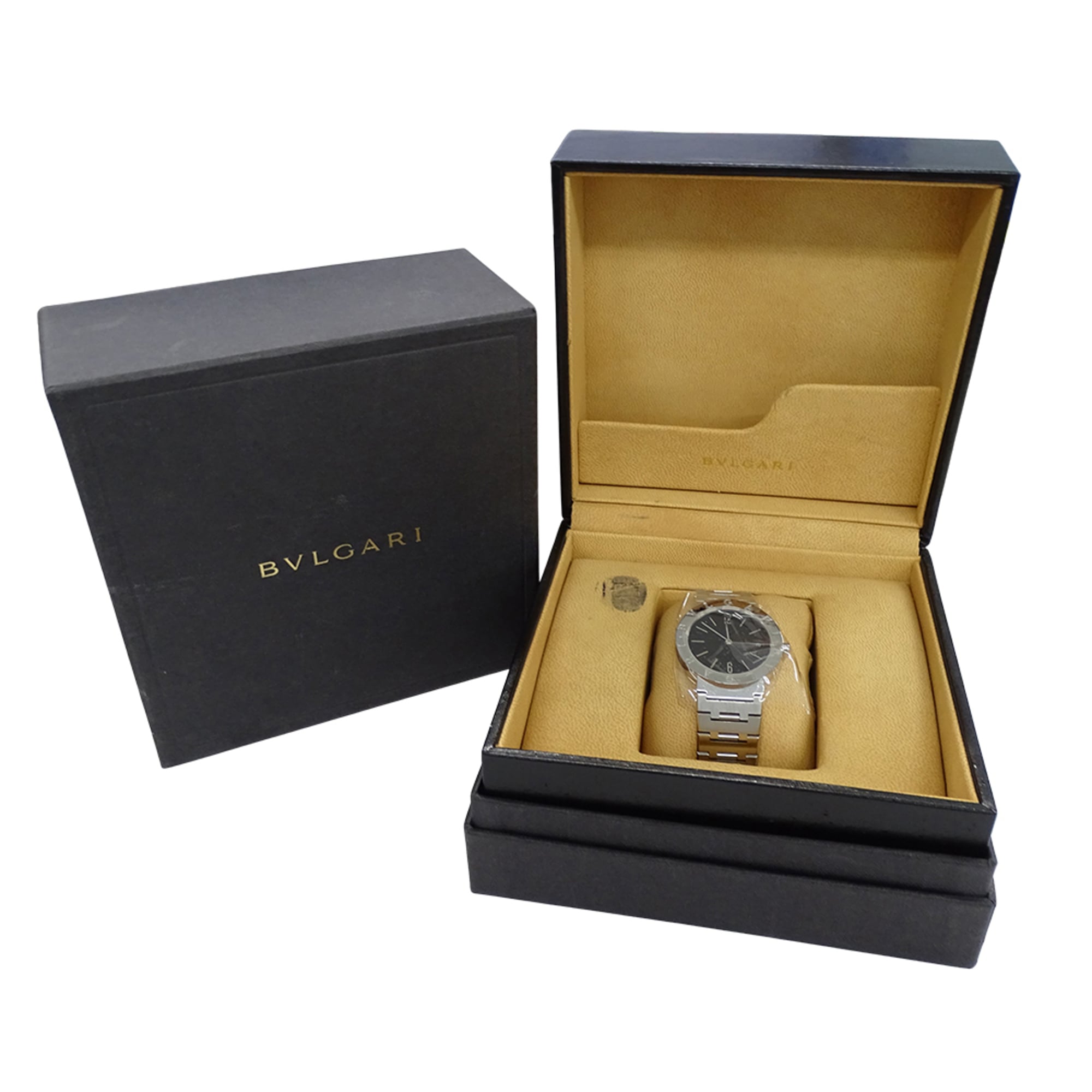 Bulgari BVLGARI Boys' Watch, Brand: Date Quartz QZ Stainless Steel SS BB33SS Silver Black