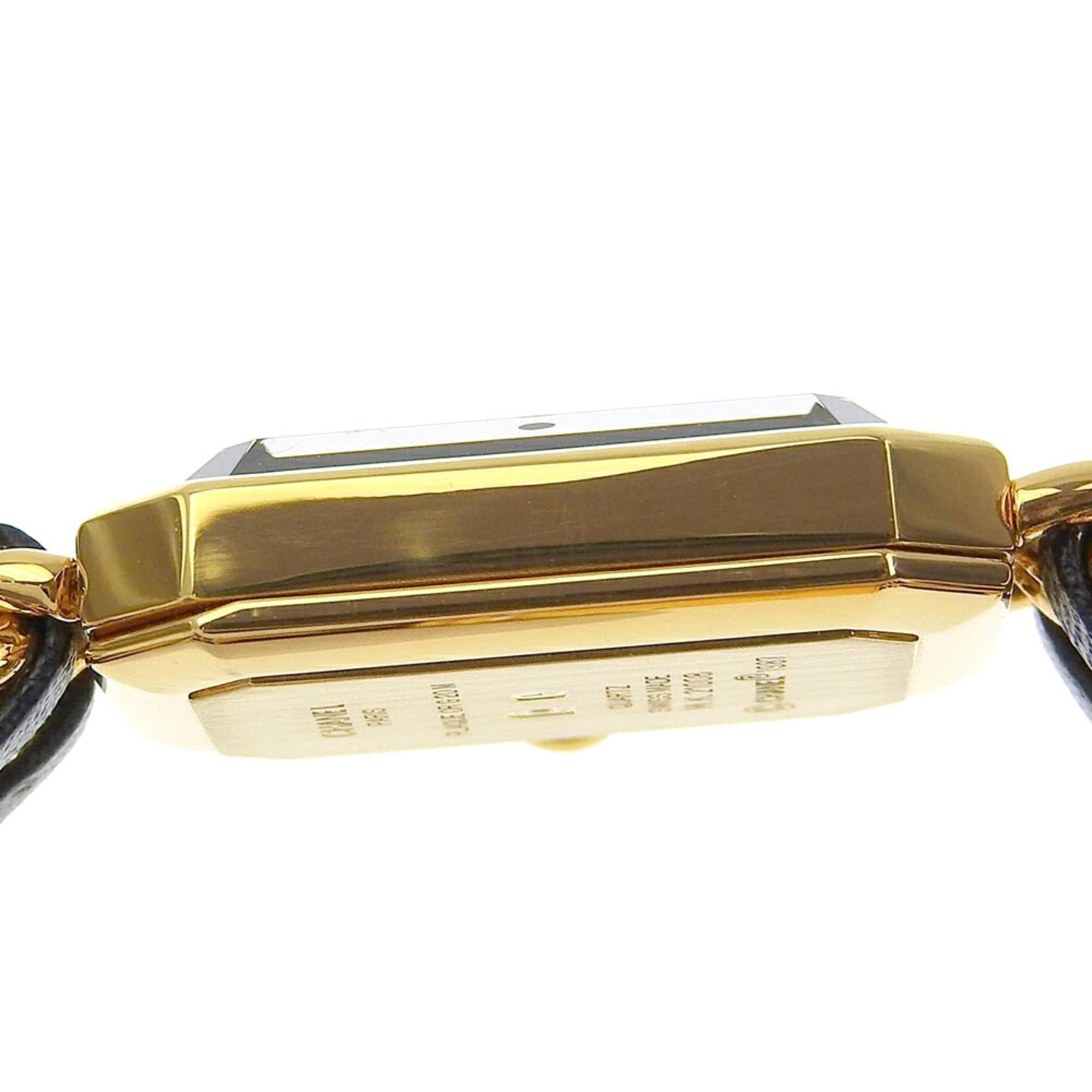 Chanel CHANEL Premiere S Uhr H0001 vergoldet x LederQuarz analoges ZifferblattSchwarz Zifferblatt, Damenuhr