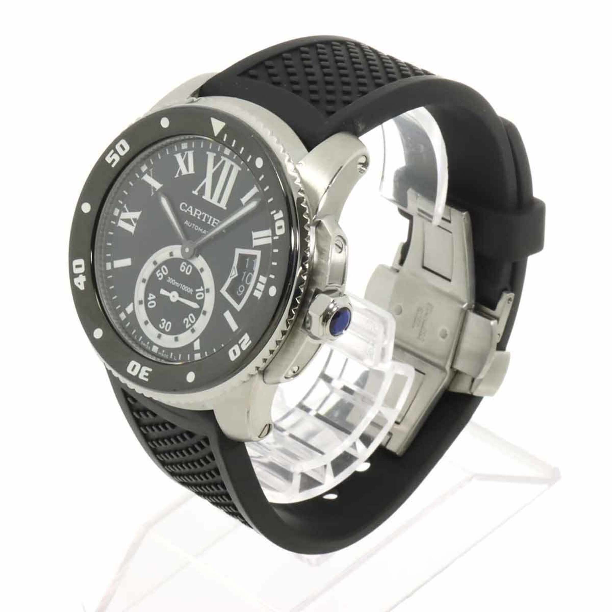 Cartier Calibre de Diver W7100056 Men's Watch, Date, Black, Automatic Movement