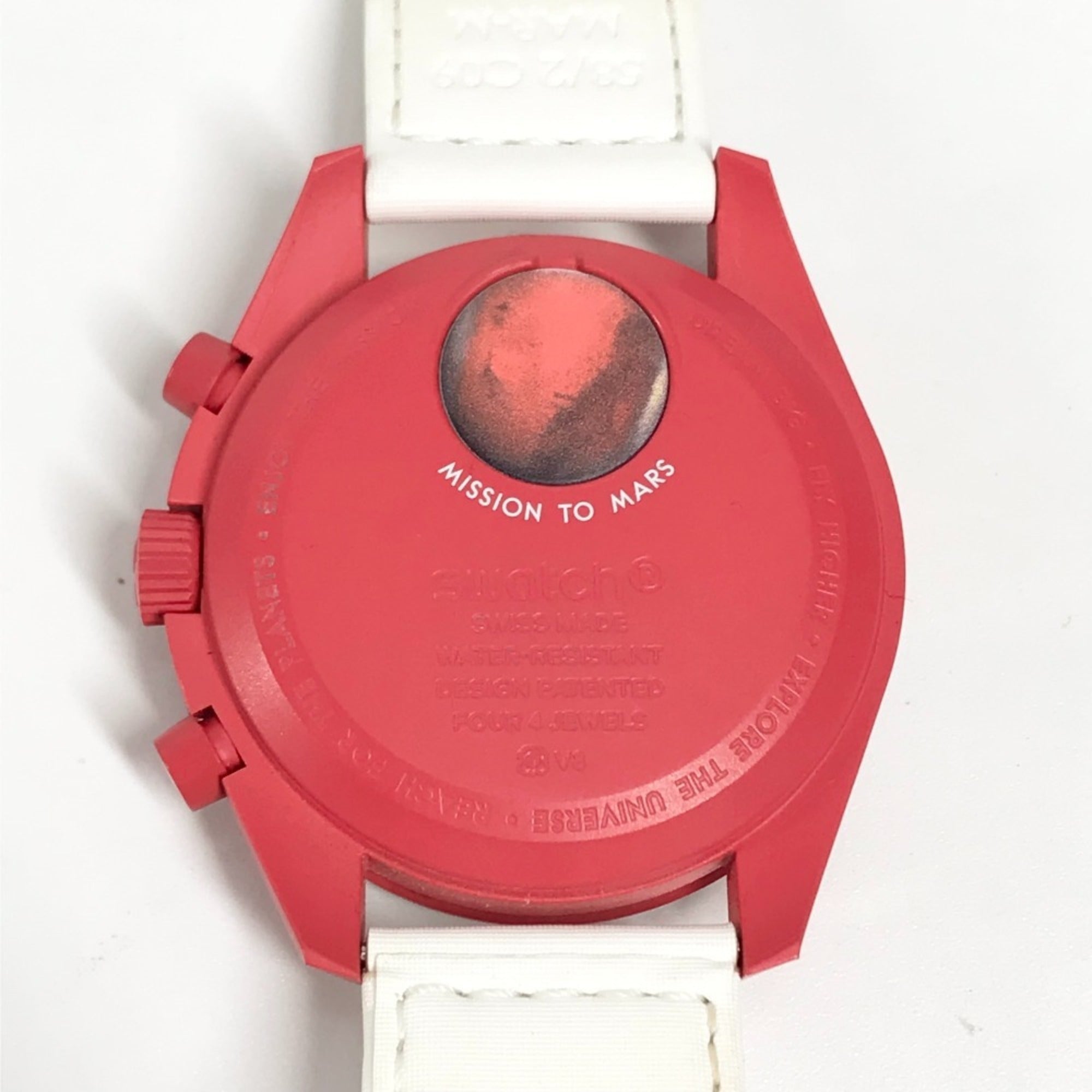 OMEGA Swatch SO33R100 – Omega-Kooperation „Moon MISSION TO MARS“ – Mars-Uhr für Damen, Rot