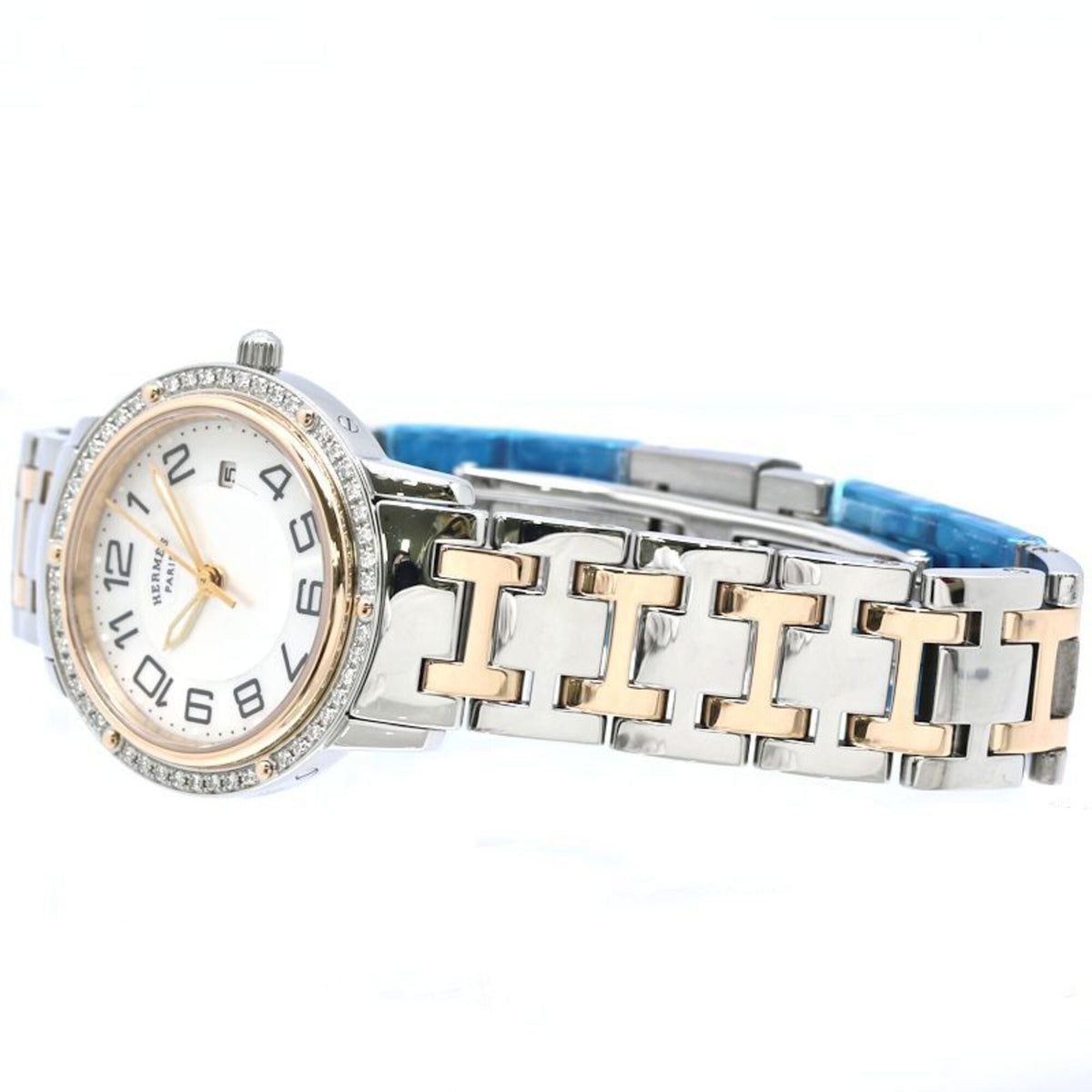 Hermes Clipper Nacre Diamond Bezel CP1.322.212/4967 White shell Dial 28mm Watch