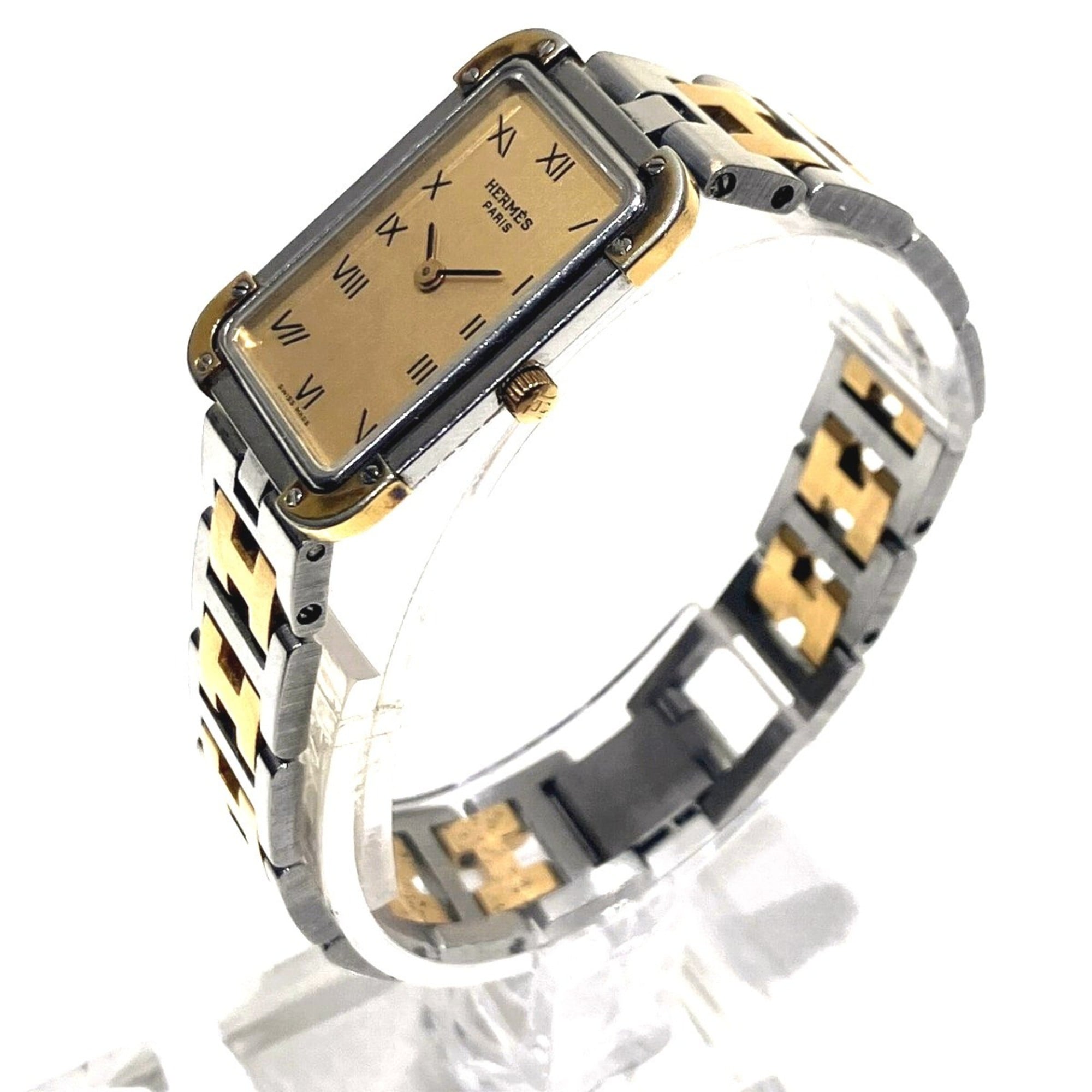Montre Hermès Croisière CR1 240, cadran doré, 19 mm