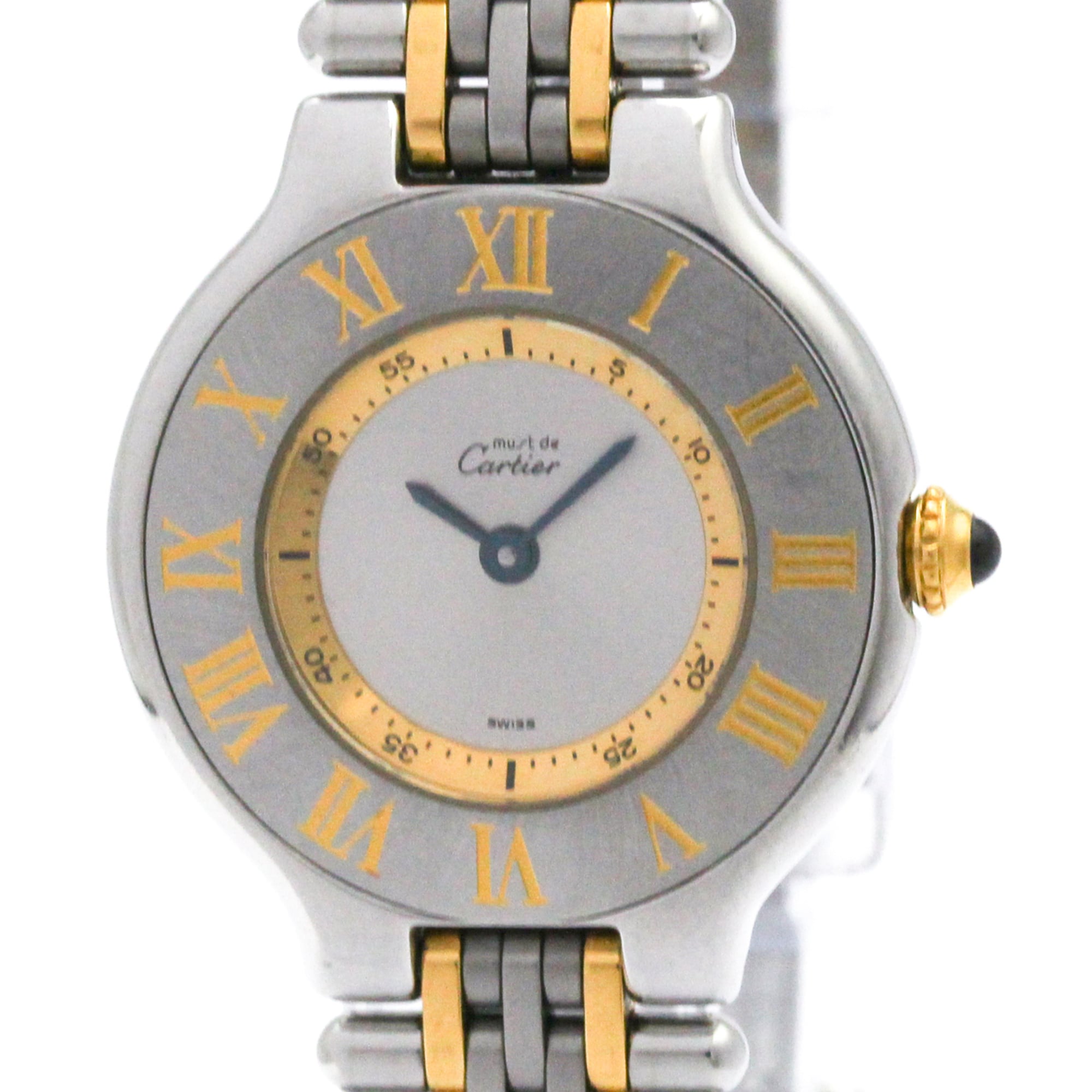 CARTIER Must 21 Gold Plated Steel Quartz Ladies Watch W10073F4 Polished