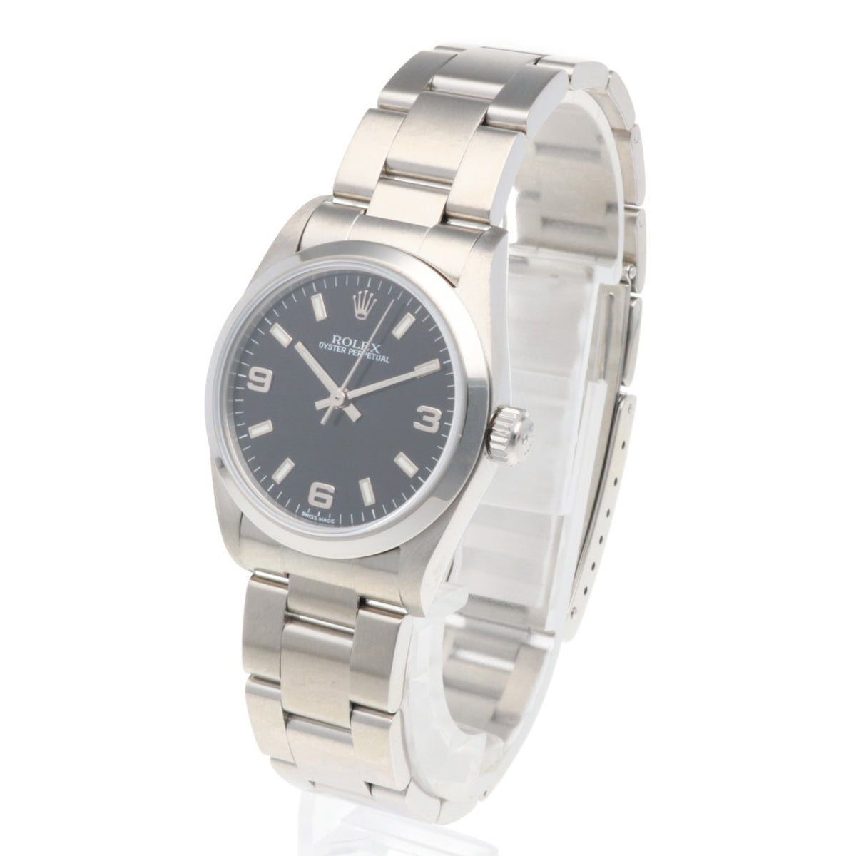 Rolex Oyster Perpetual 77080 Schwarz Zifferblatt 31 mm Uhr