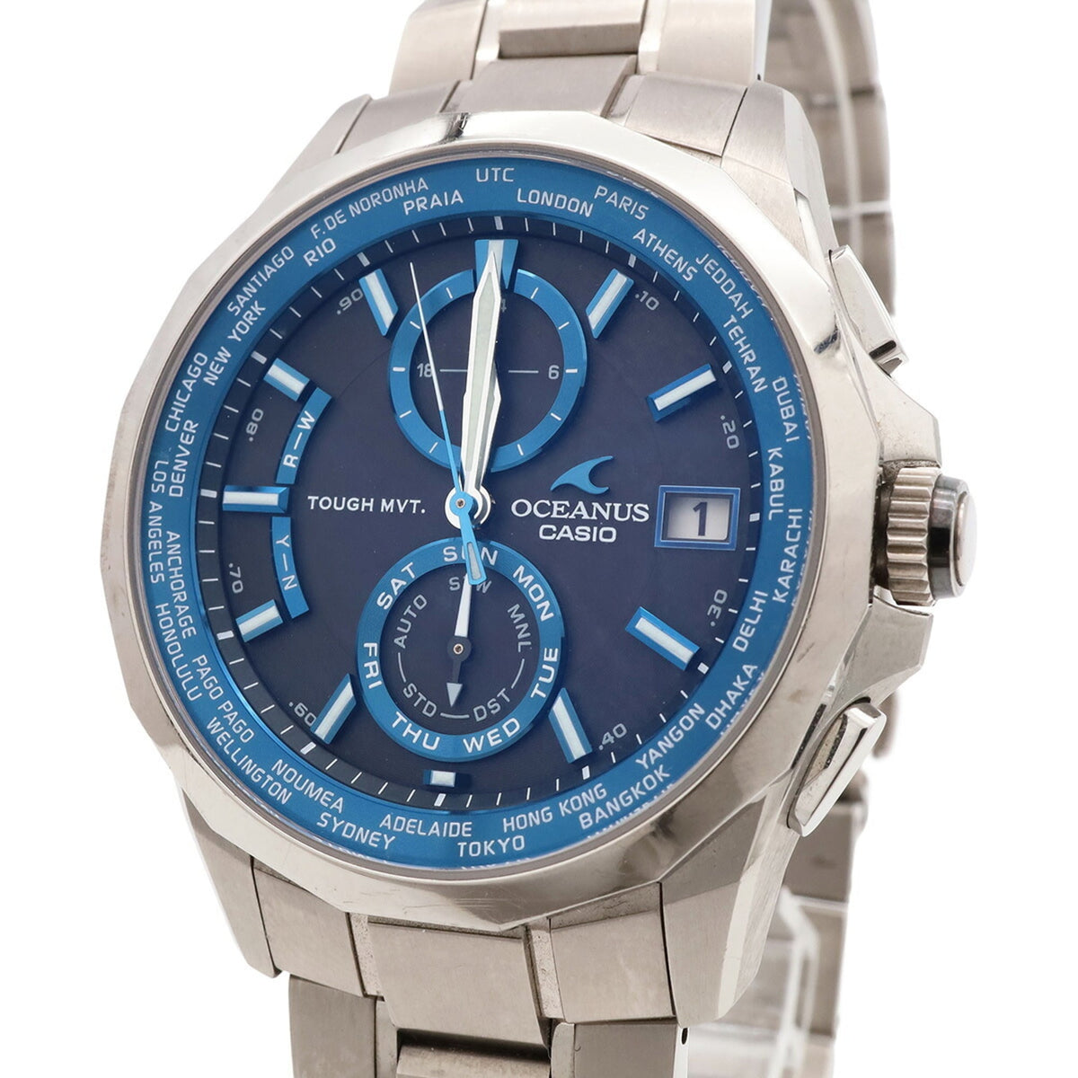 Montre Casio Oceanus Manta Titanium Date à commande radio OCW-S2000-1AJF Noir Cadran 40mm
