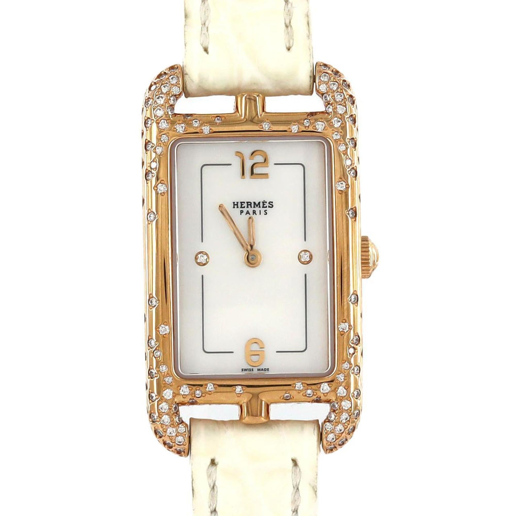 Hermes Nantucket PG Dãƒ»2P NA2.272 PGãƒ»RG Wristwatch Quartz