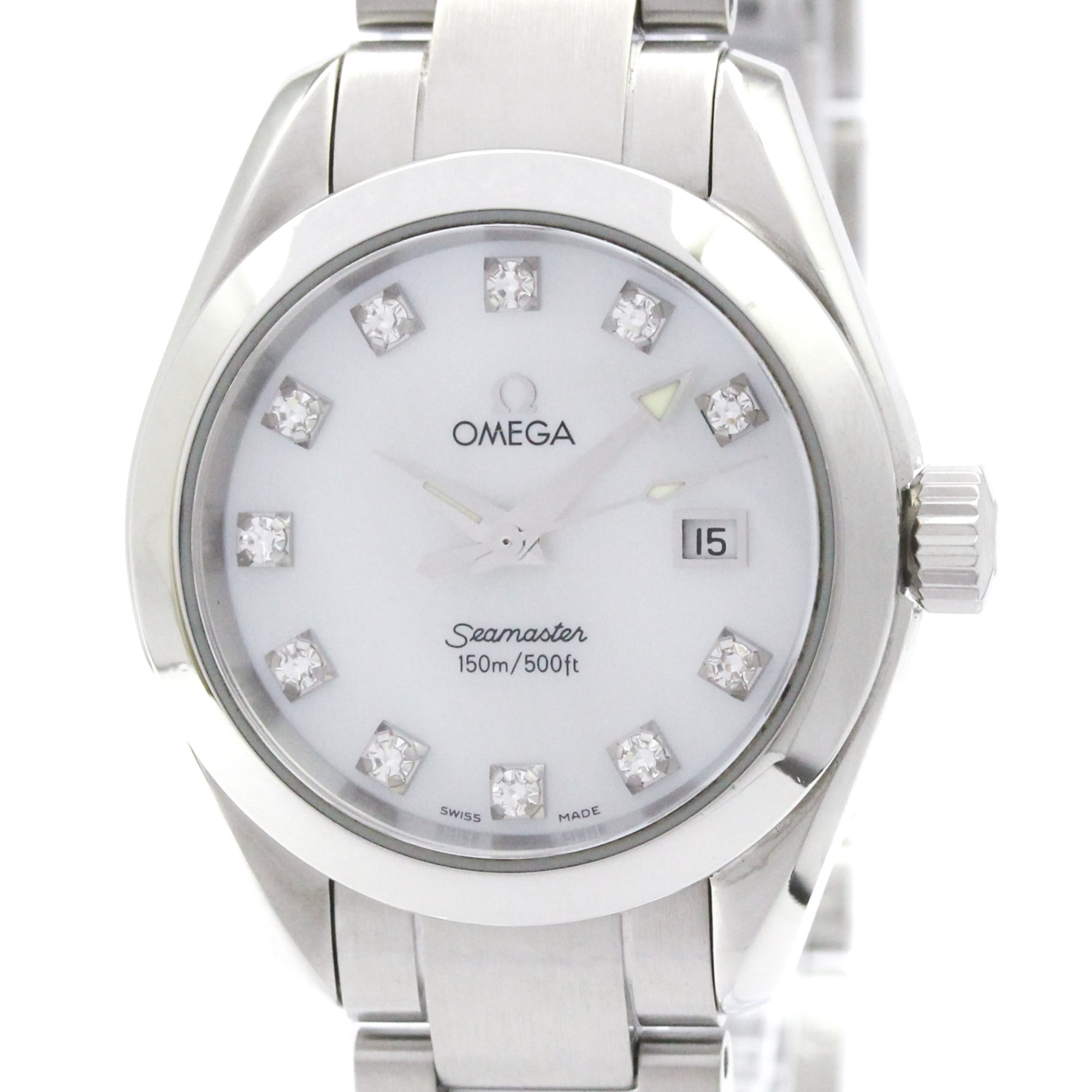 OMEGA Seamaster Aqua Terra Diamond MOP Dial Watch 2577.75 Polished