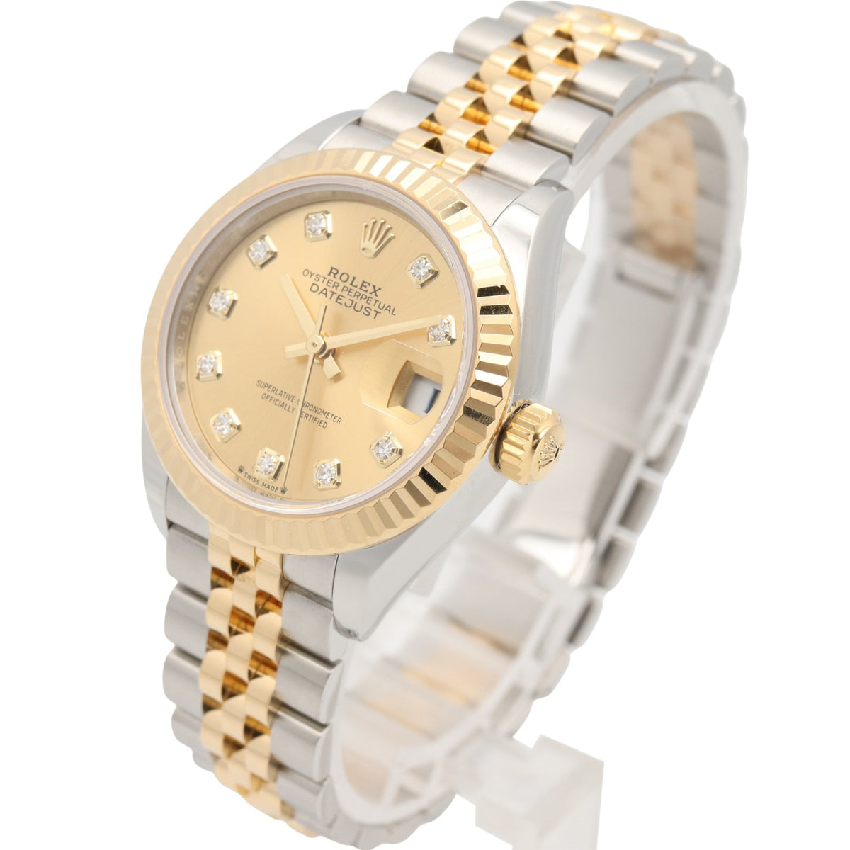 Rolex Datejust 10P Diamond 279173G Champagne, Gold Dial 28mm Watch