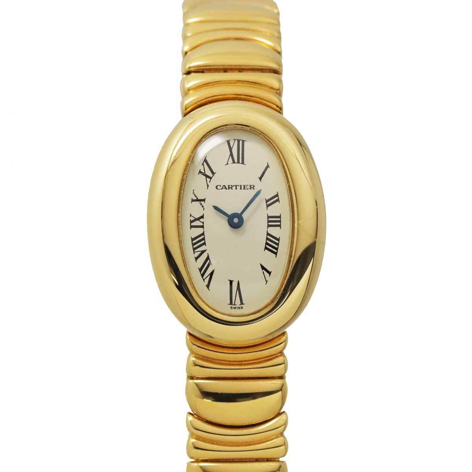 Cartier Mini Baignoire W15109D8 Women's Watch, Ivory, 18K Yellow Gold, Quartz Watch