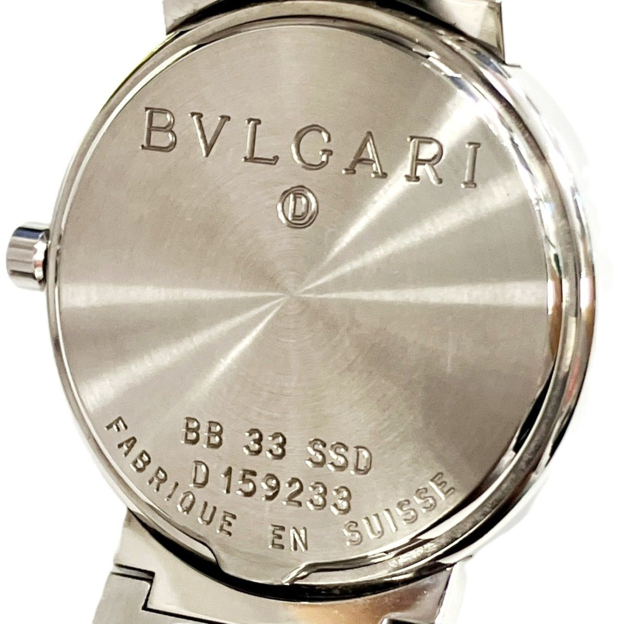 Bulgari watch, total weight 78.8g, stainless steel, quartz movement, black dial, BB33SSD
