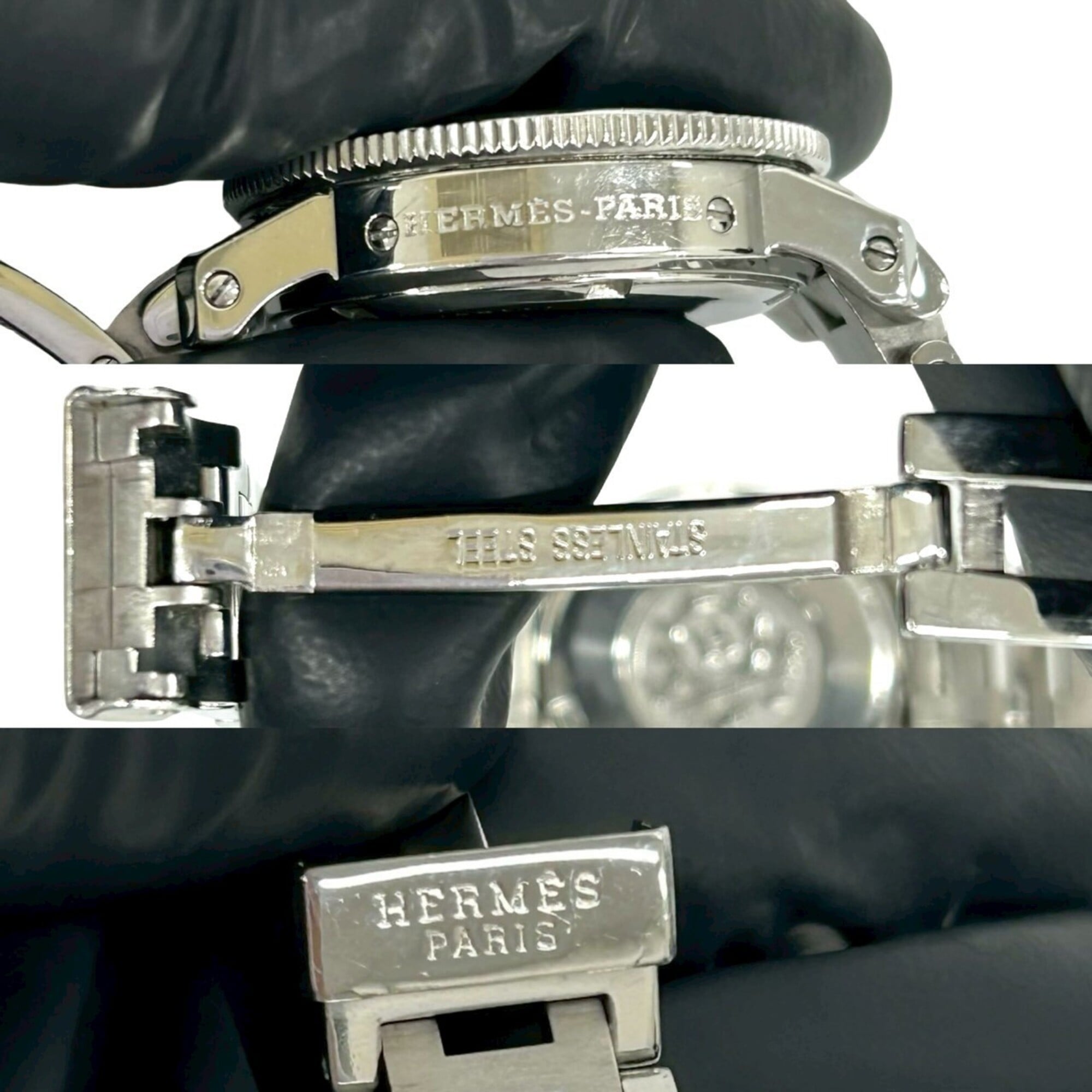 HERMES Clipper Diver Stainless Steel Quartz Wristwatch, Silver, 43102