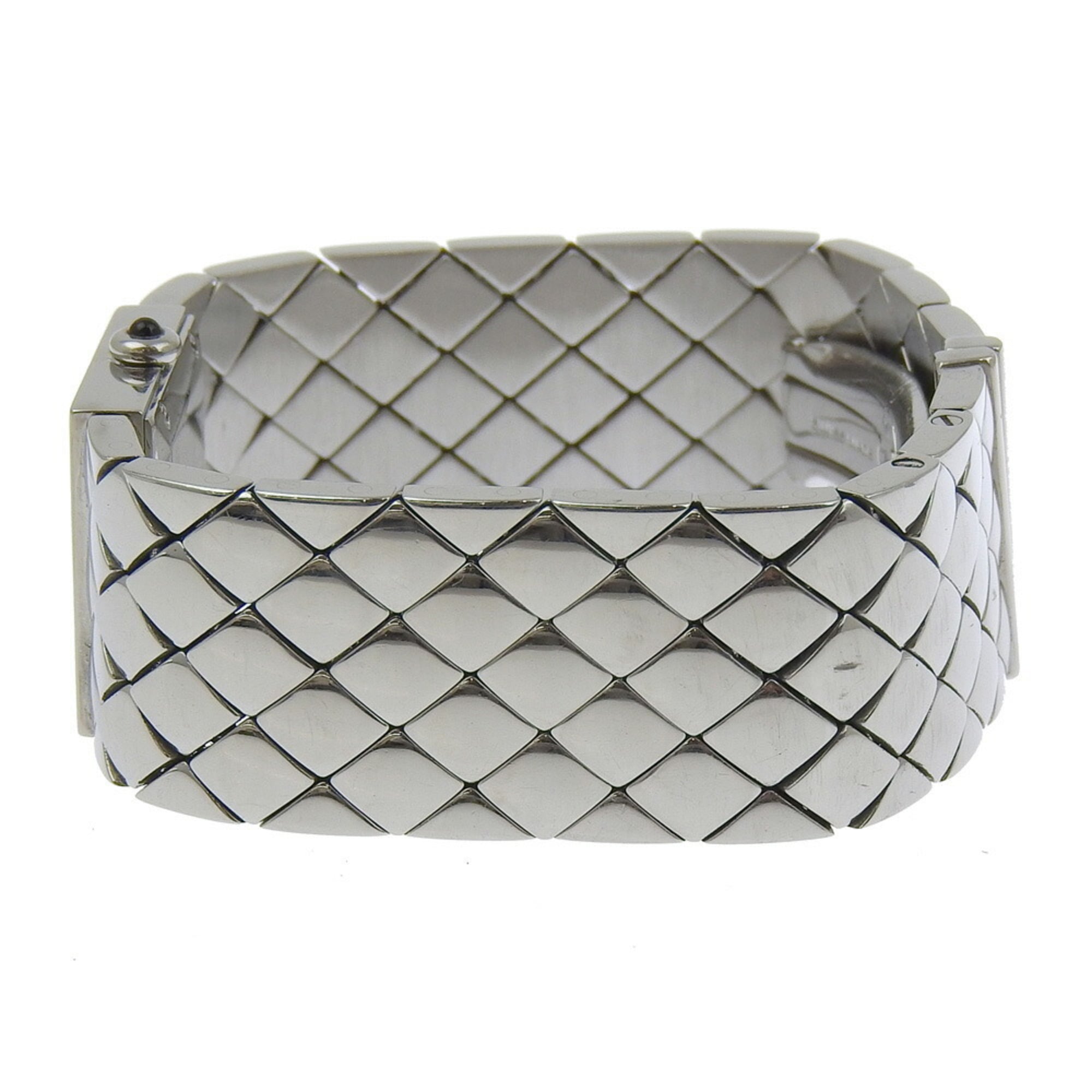 CHANEL Matelassé-horloge met diamanten rand H0489, roestvrij staal, quartz, analoog display, zwarte wijzerplaat, damesmodel I213024033