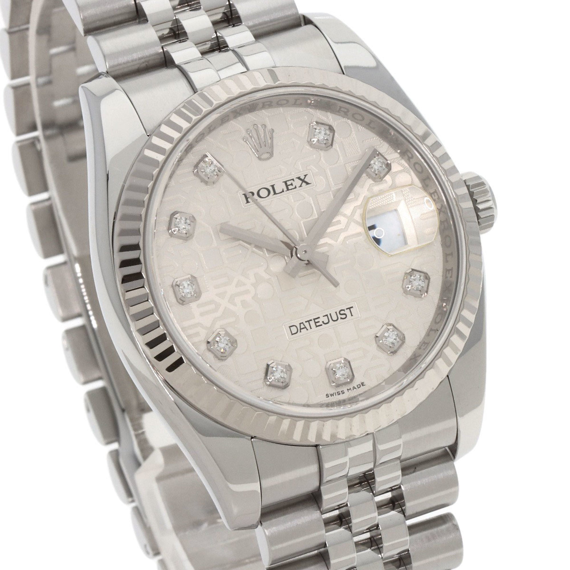 Rolex 116234G Datejust 10P Diamantuhr aus Edelstahl (SS) und 18 Karat Weißgold (K18WG) für Herren – ROLEX