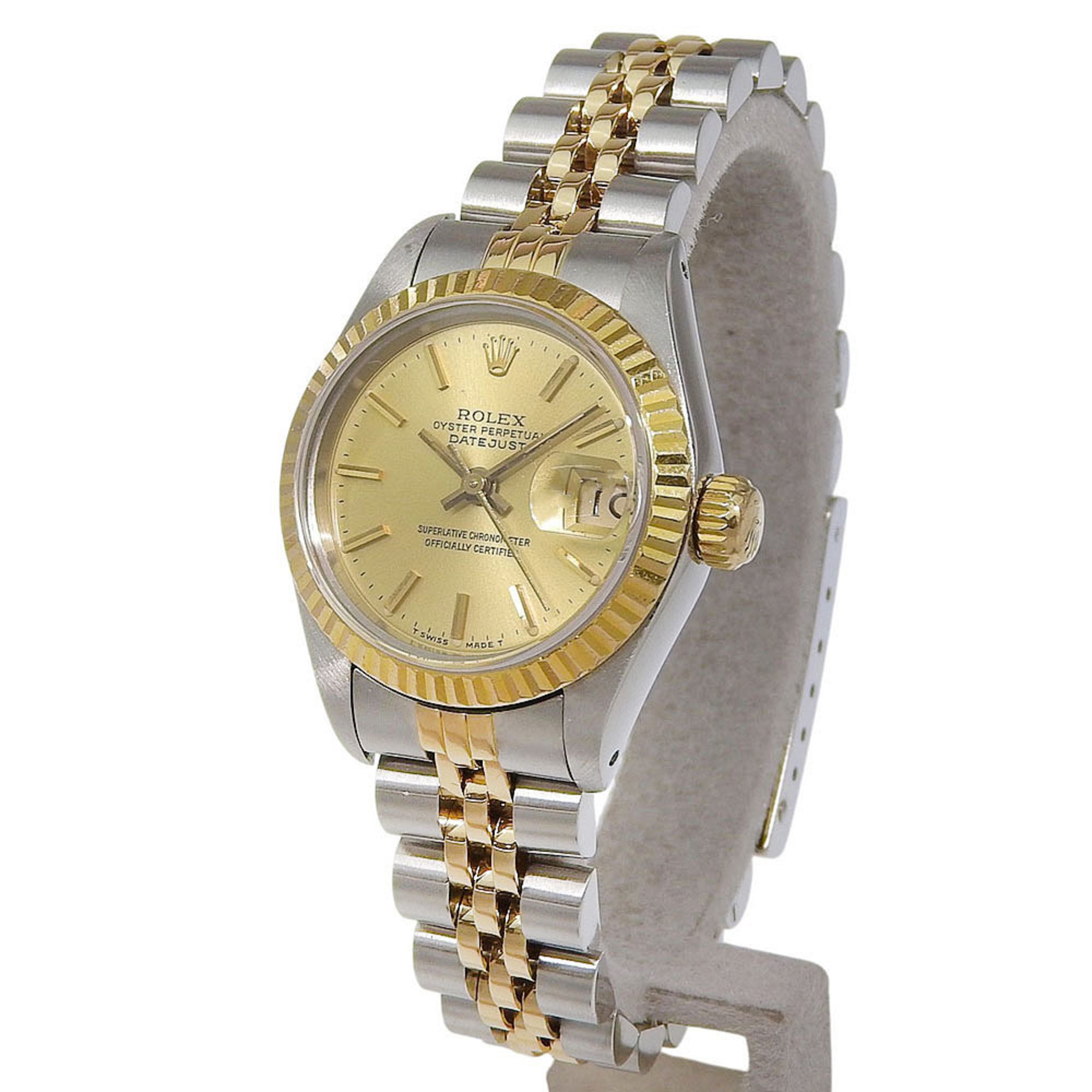 Rolex Datejust Two-Tone 69173, serial number in the 96s range, champagne gold dial, stainless steel, 18K yellow gold, overhauled December 2025, automatic winding.