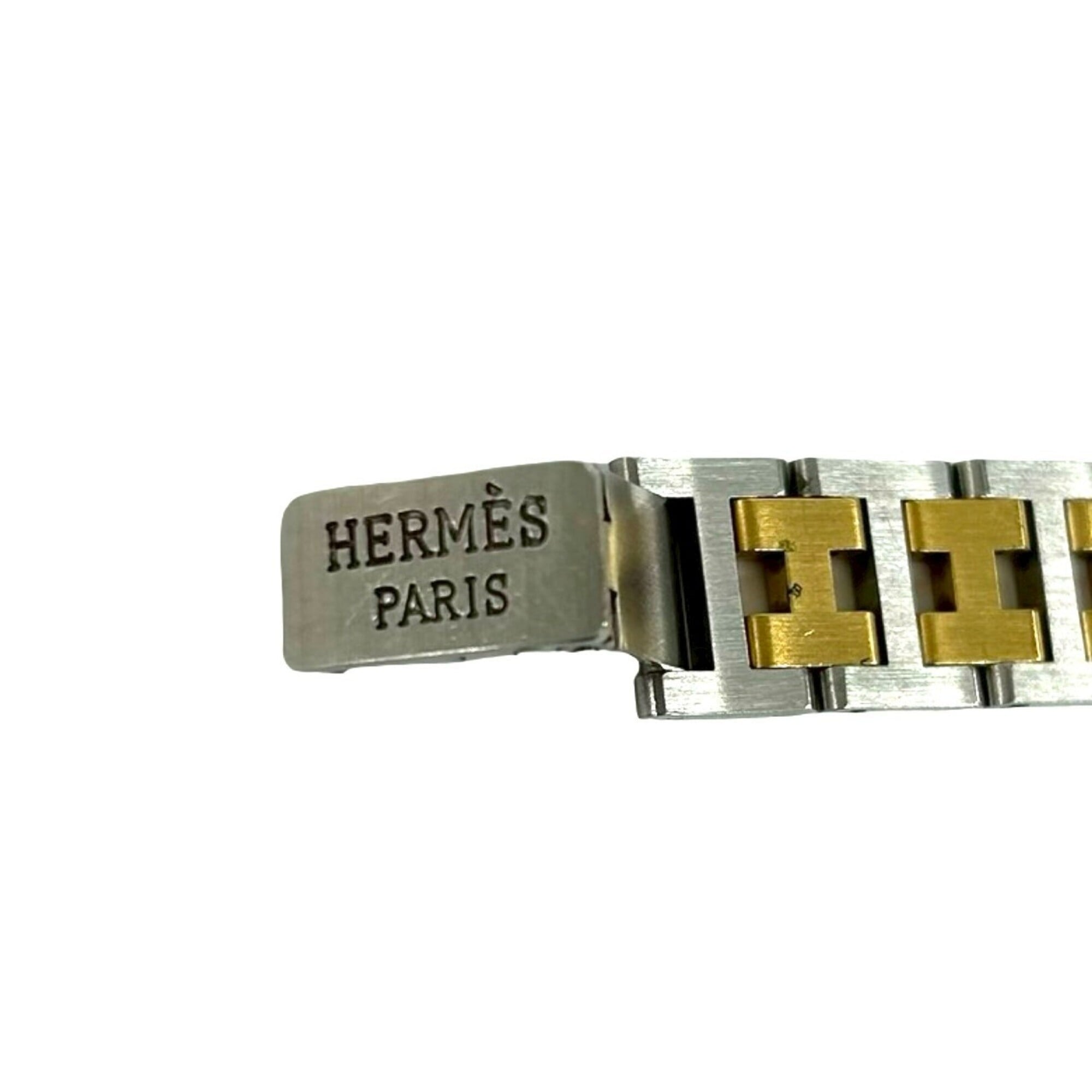 HERMES Vintage Clipper Logo Engraved Stainless Steel GP Wristwatch Sil