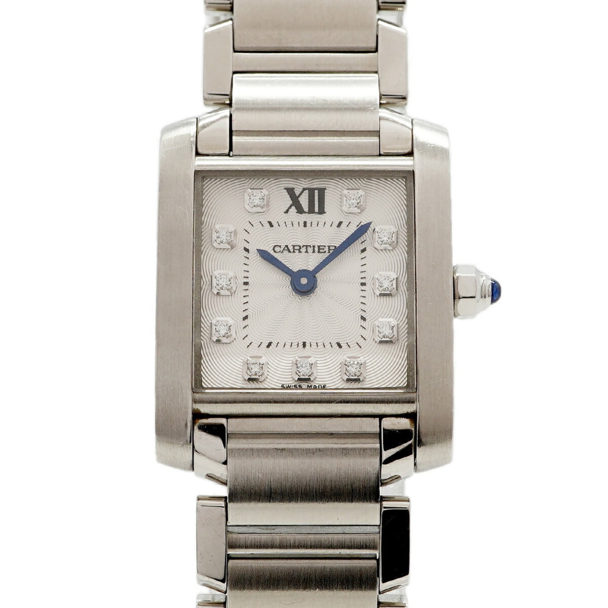 Cartier Tank FranÃ§aise SM Diamond WE110006 Silver Dial Wo