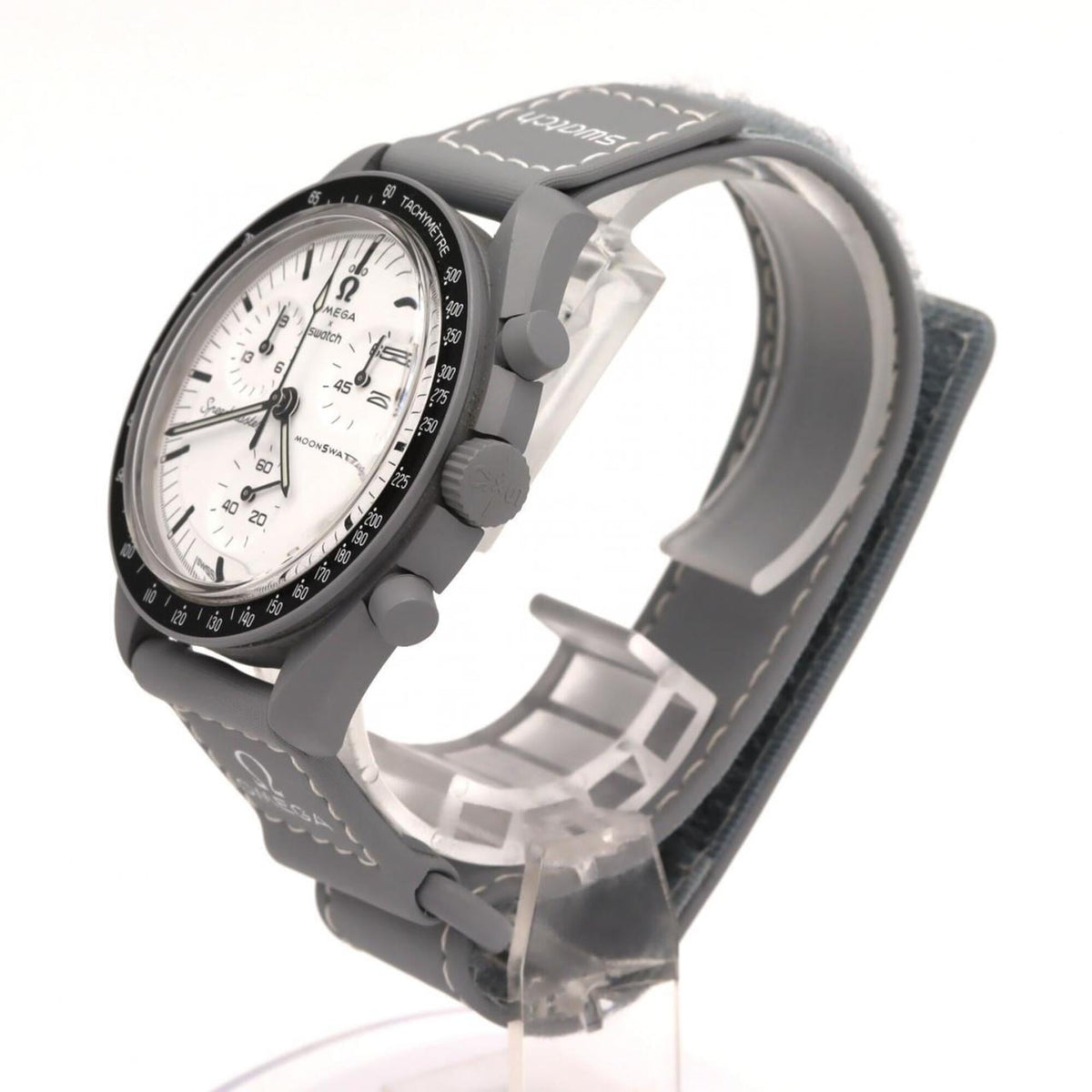 Swatch S x Omega MoonS SO33M106 horloge met witte wijzerplaat, 42 mm
