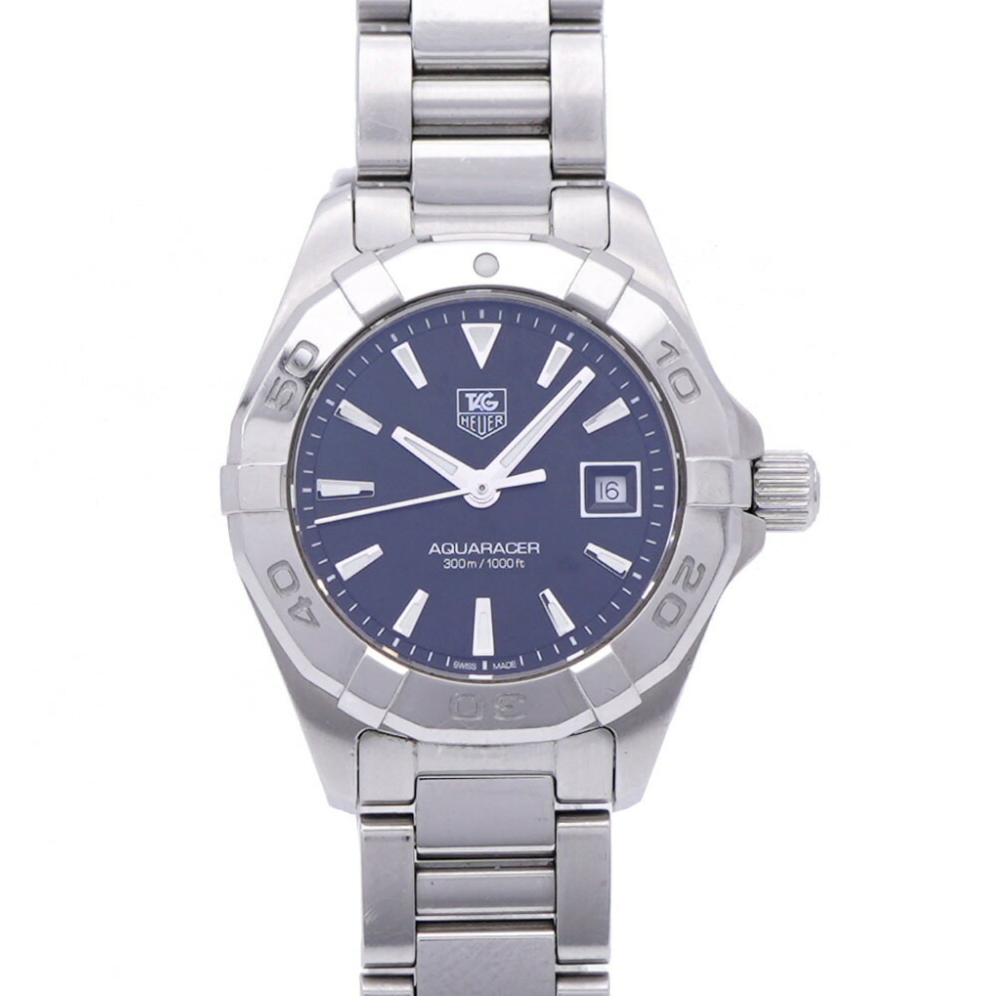TAG Heuer Aquaracer WAY1410 Quartz Watch Stainless Steel Black Dial 0038TAG HEUER Women's