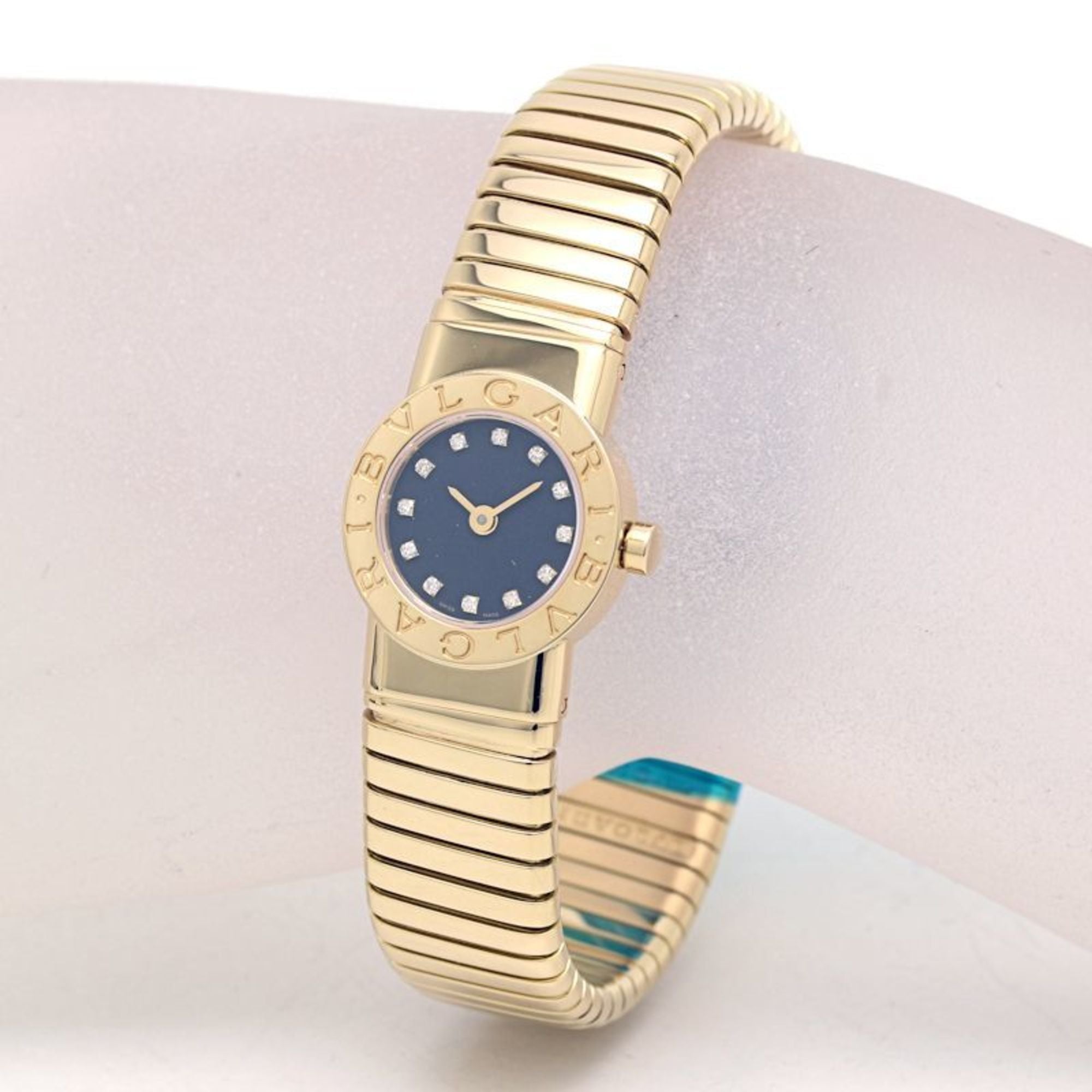 BVLGARI Tubogas 12P diamanten horloge BB192TY 12 BB192TG dames 18KYG 40263