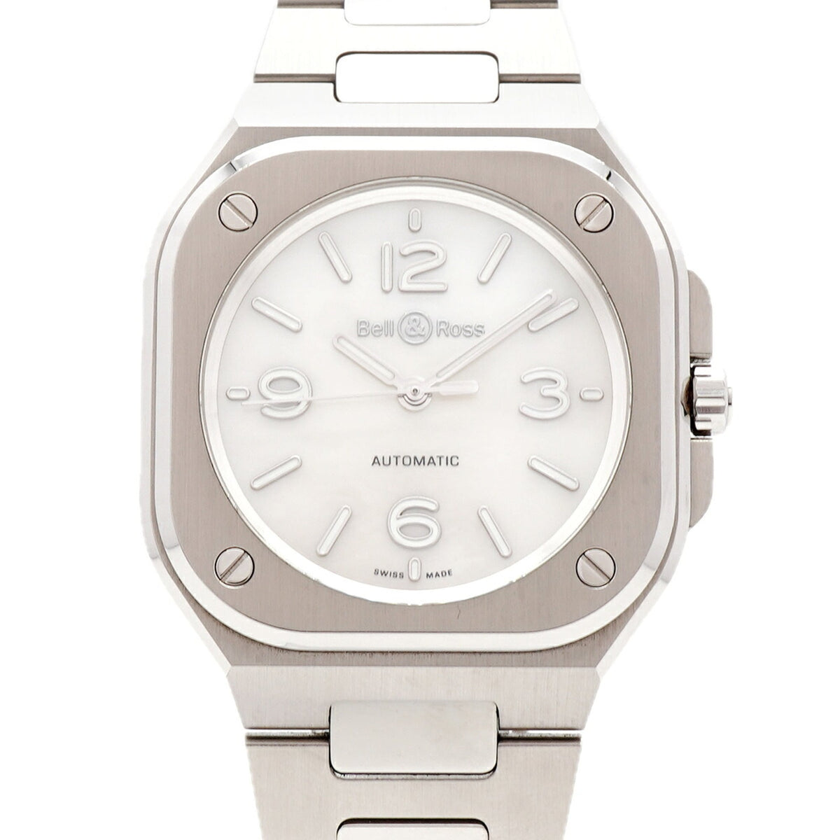 Bell & Ross BR-05 Mother-of-Pearl Steel BR05A-S-MP-ST/SST horloge met witte wijzerplaat, 35 mm