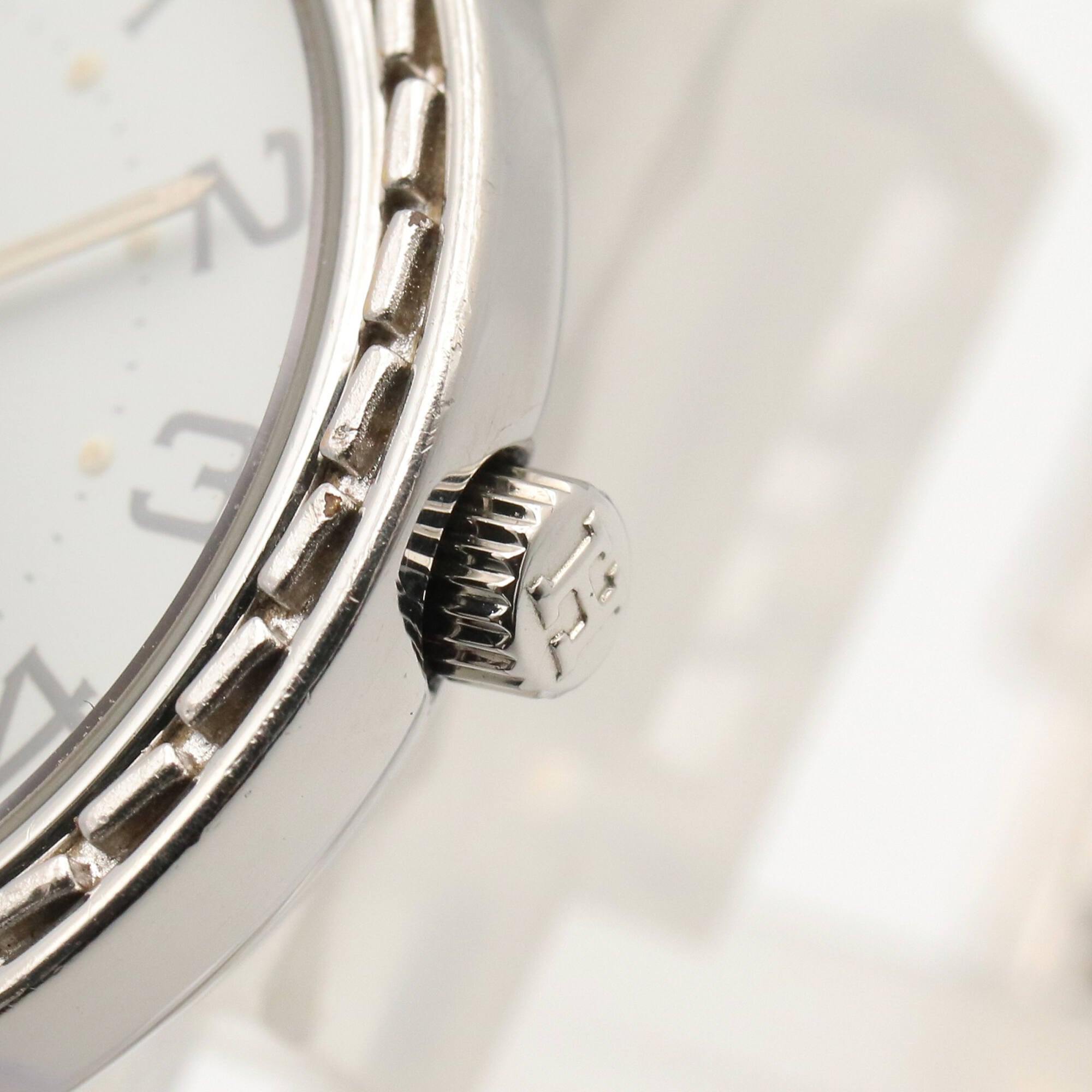 Montre Hermès HERMES Sellier en acier inoxydable pour femmeBlanc SE4.210