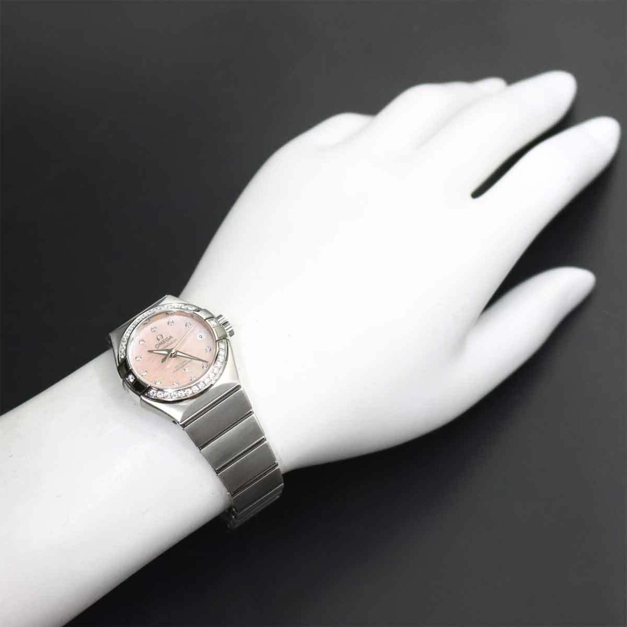Omega Constellation 123 15 27 20 57 002 Date Bezel Diamond Ladies Watch 12P Pink Mother-of-Pearl Automatic