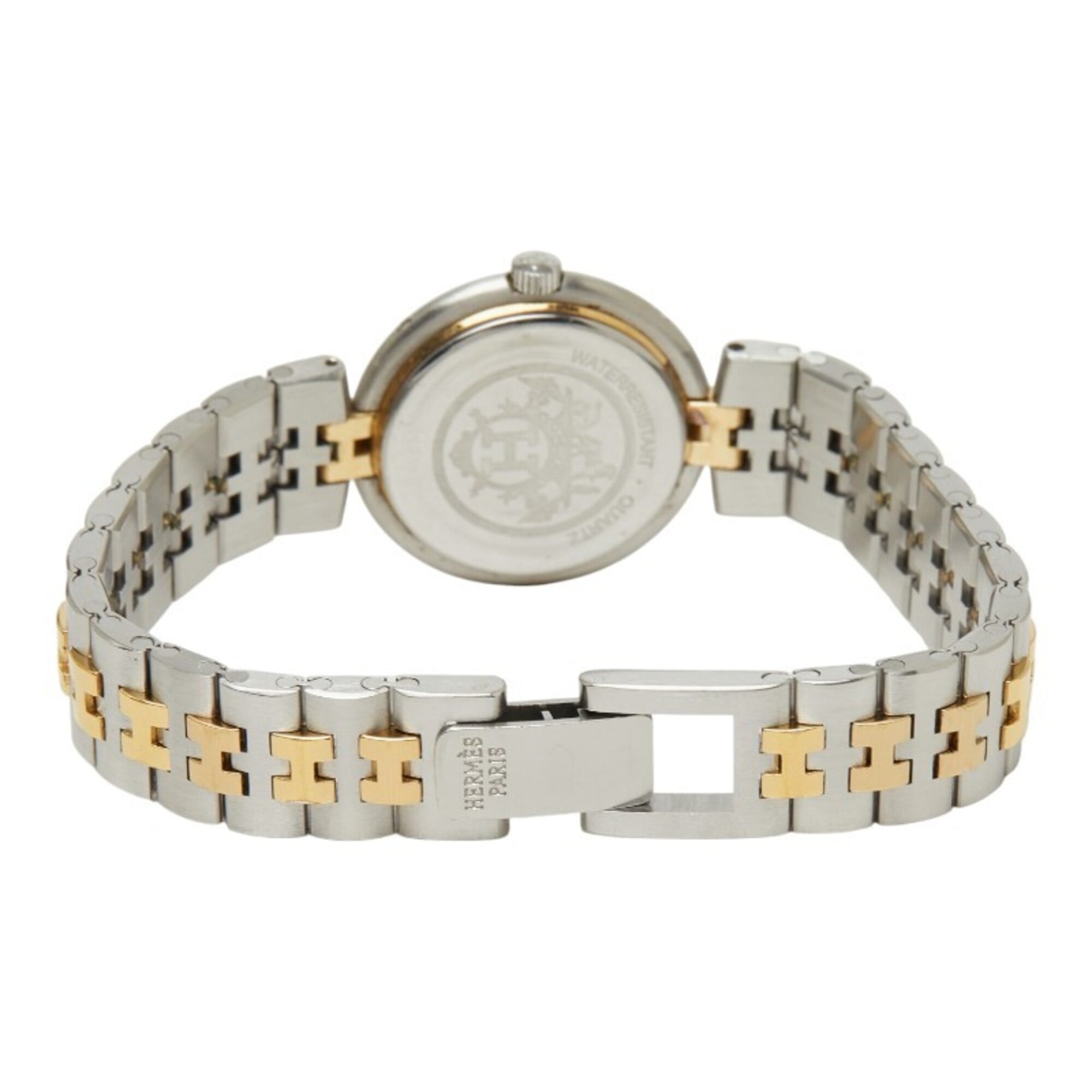Hermes Profile Quartz White Dial Stainless Steel Plated Wo.