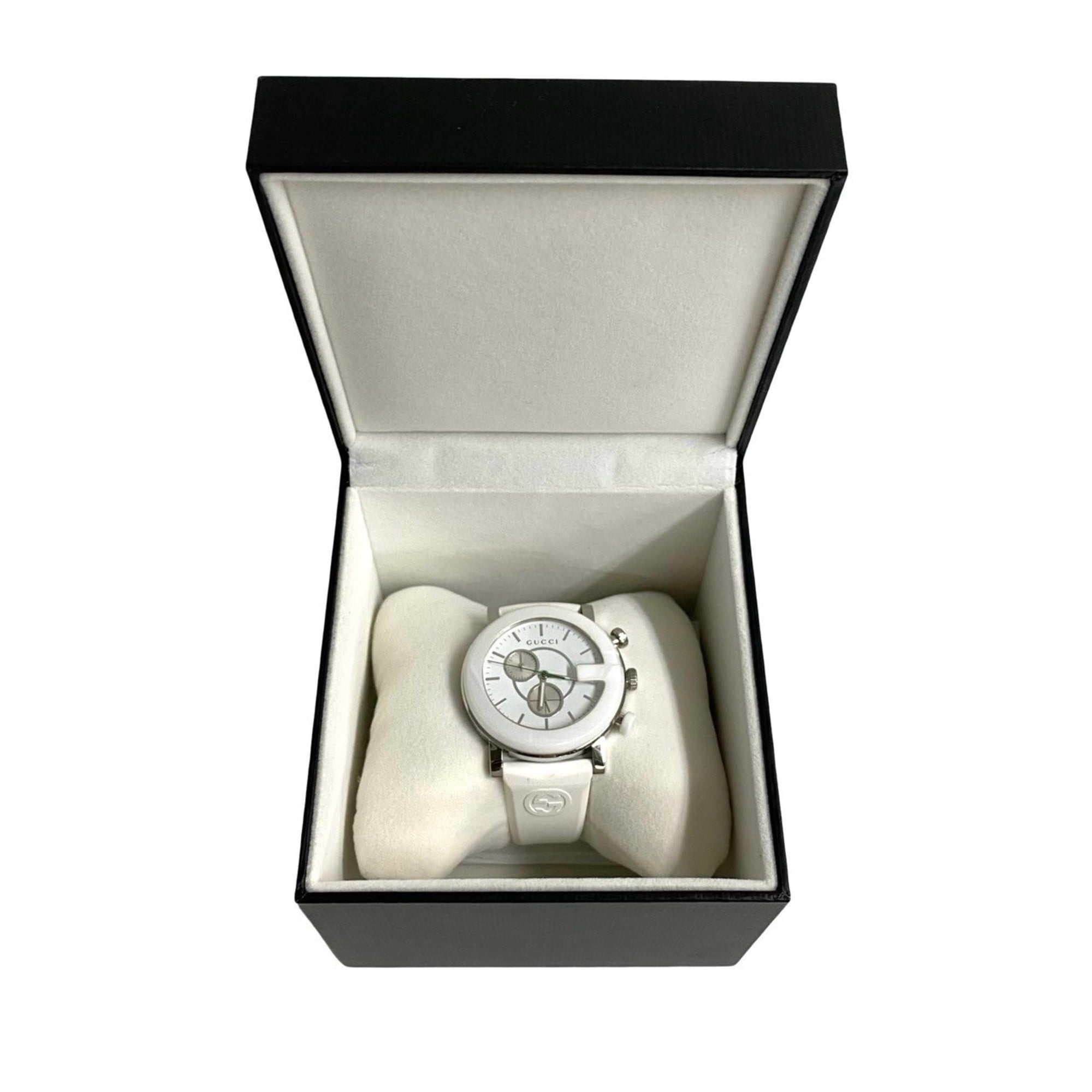 GUCCI G Chrono Quartz Stainless Steel Watch for Men, White and Silver,