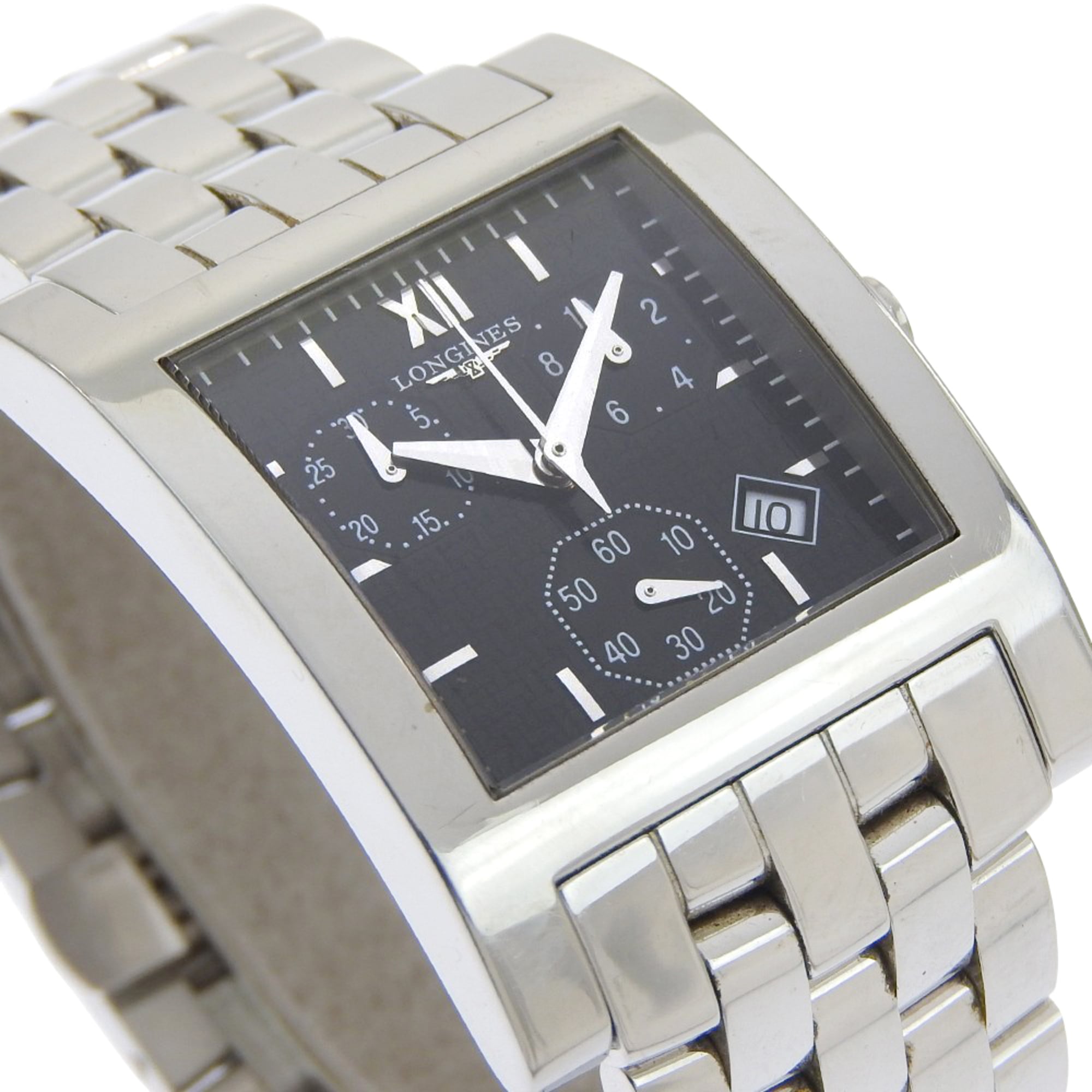 Longines DolceVita-horloge L5.668.4, roestvrij staal, quartz, analoog, zwarte wijzerplaat, herenmodel.