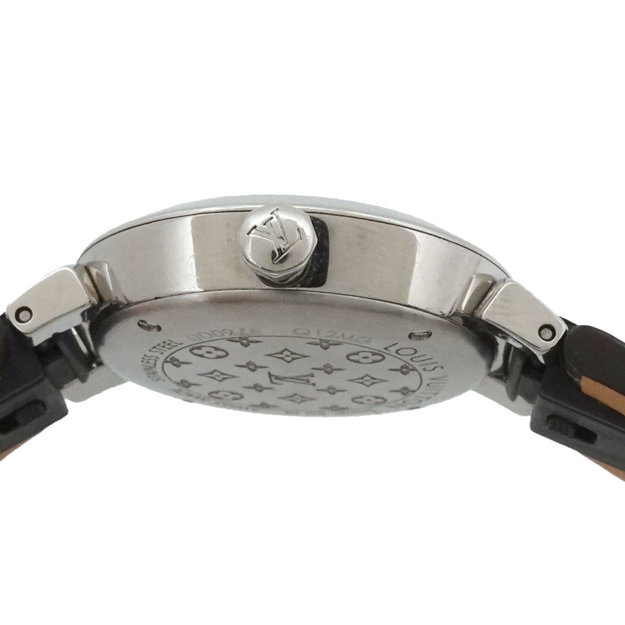 Louis Vuitton Tambour Q12MG Wo 8 Diamonds Silver Quartz