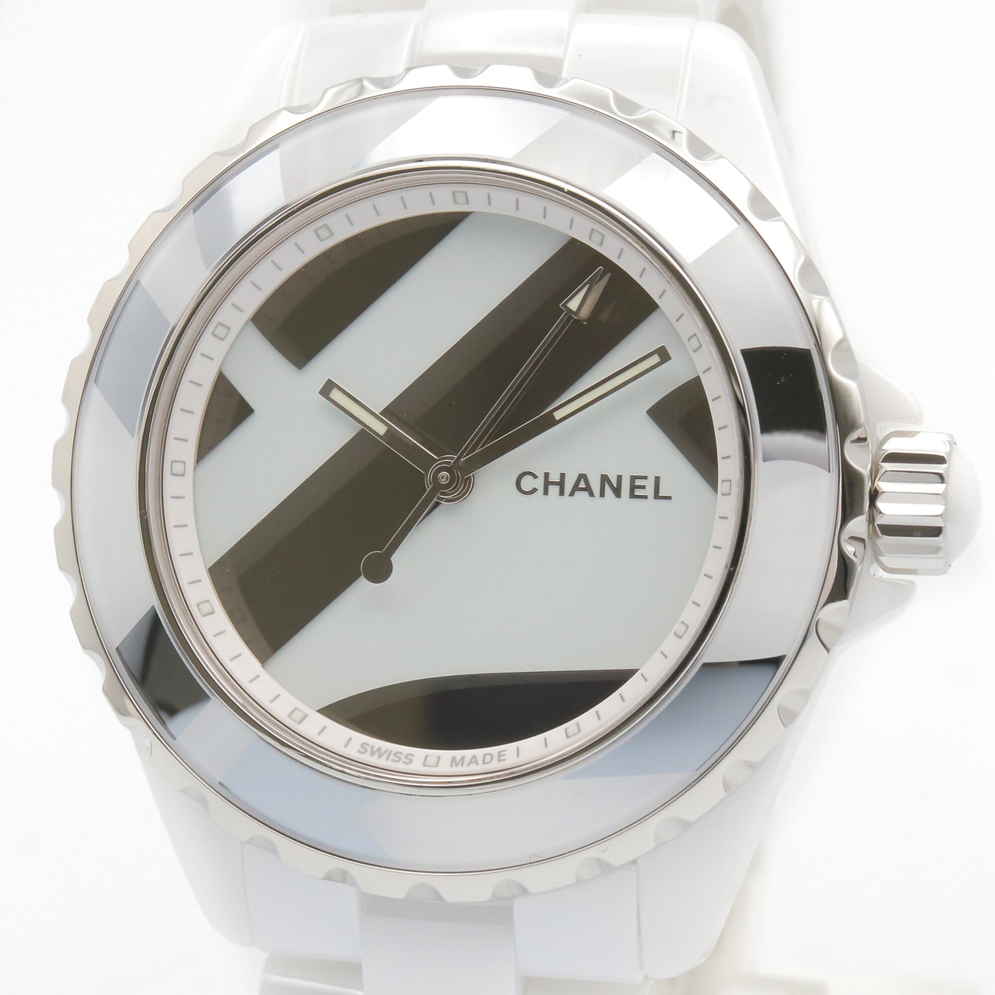 Montre Pour Hommes Chanel J12 Untitled en céramique Montre Pour Hommes, Blanc (H5582)