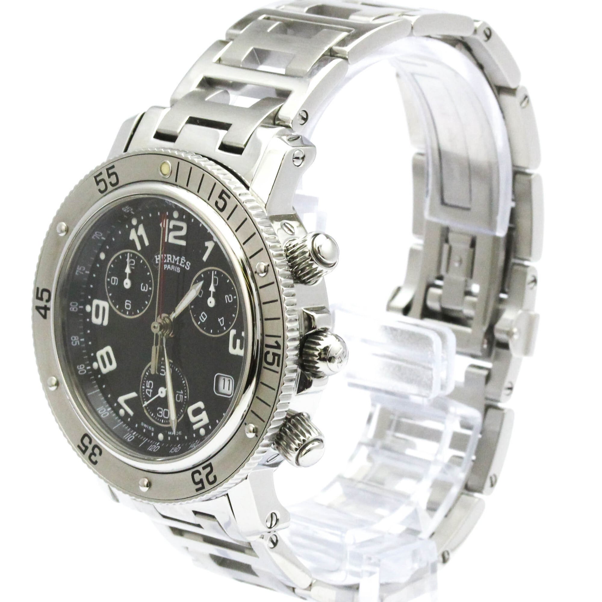 Hermes Clipper CL2.910 Black Dial Stainless steel 40mm Watch