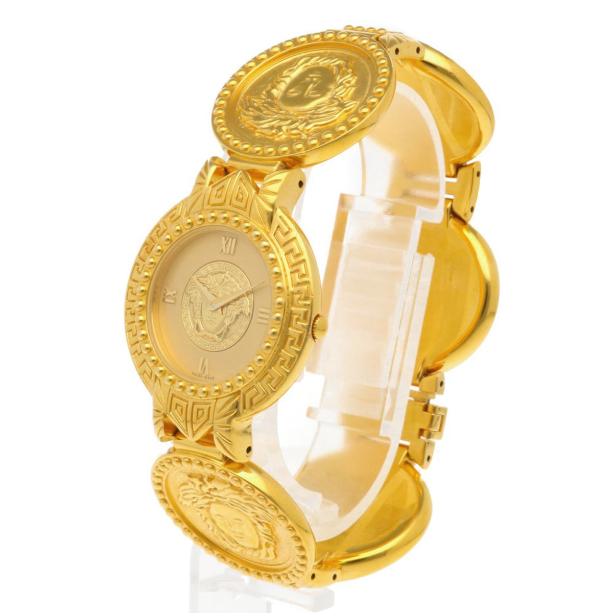 Montre Versace Medusa Coin 7008002, cadran doré, 30 mm