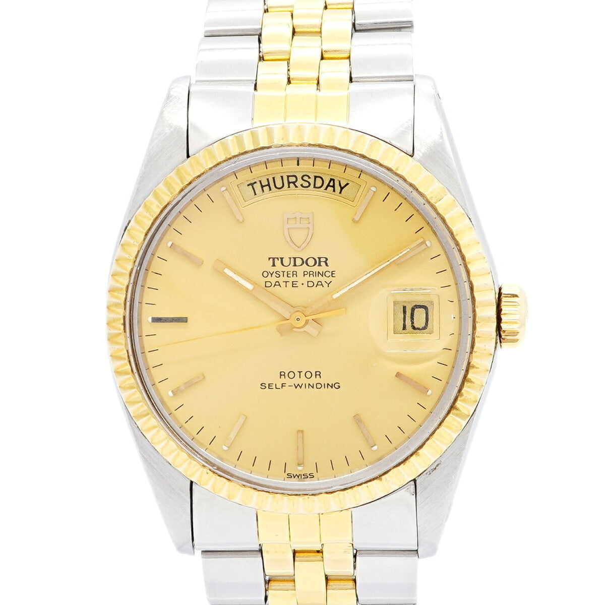 Tudor Oyster Prince Date-Day 94613 met gouden wijzerplaat, 35 mm horloge