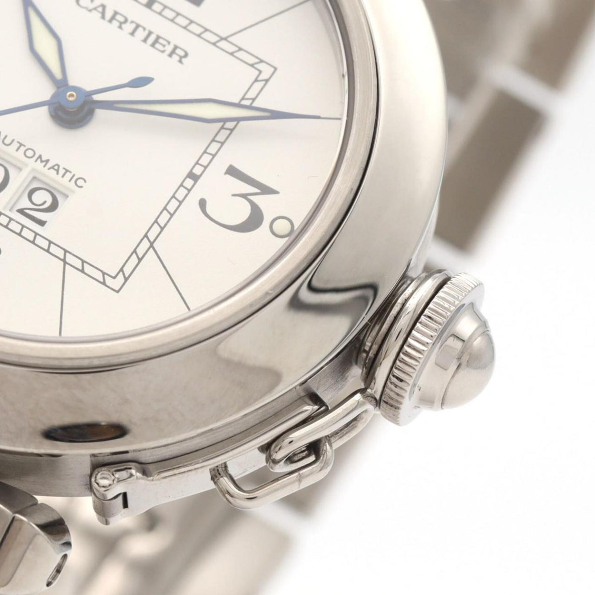 Cartier Pasha C Grande Datum W31055M7 Weiß Zifferblatt 35 mm Uhr