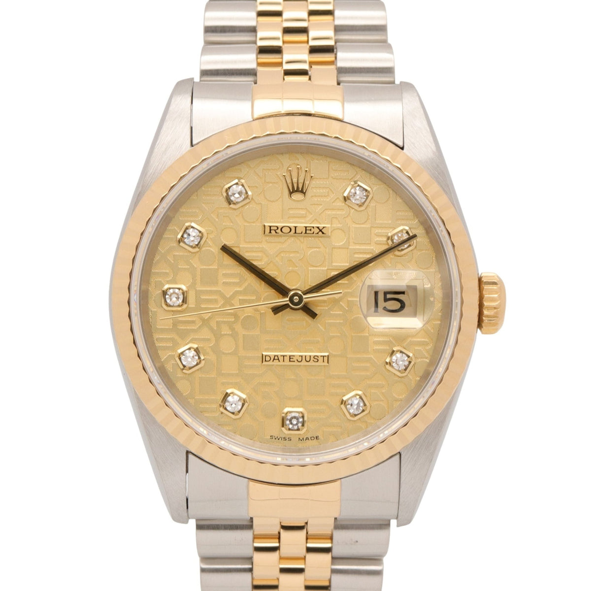 Rolex Datejust 10P Diamond 16233G Champagne, Gold Dial 36mm Watch