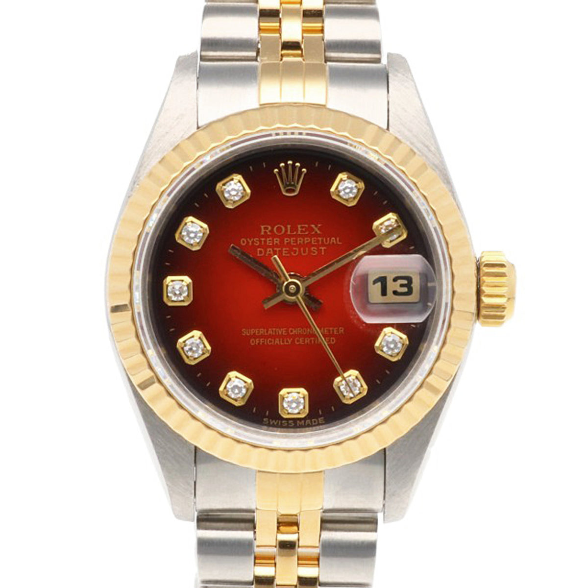 Rolex Datejust Oyster Perpetual 69173G Red color Dial 26mm Watch