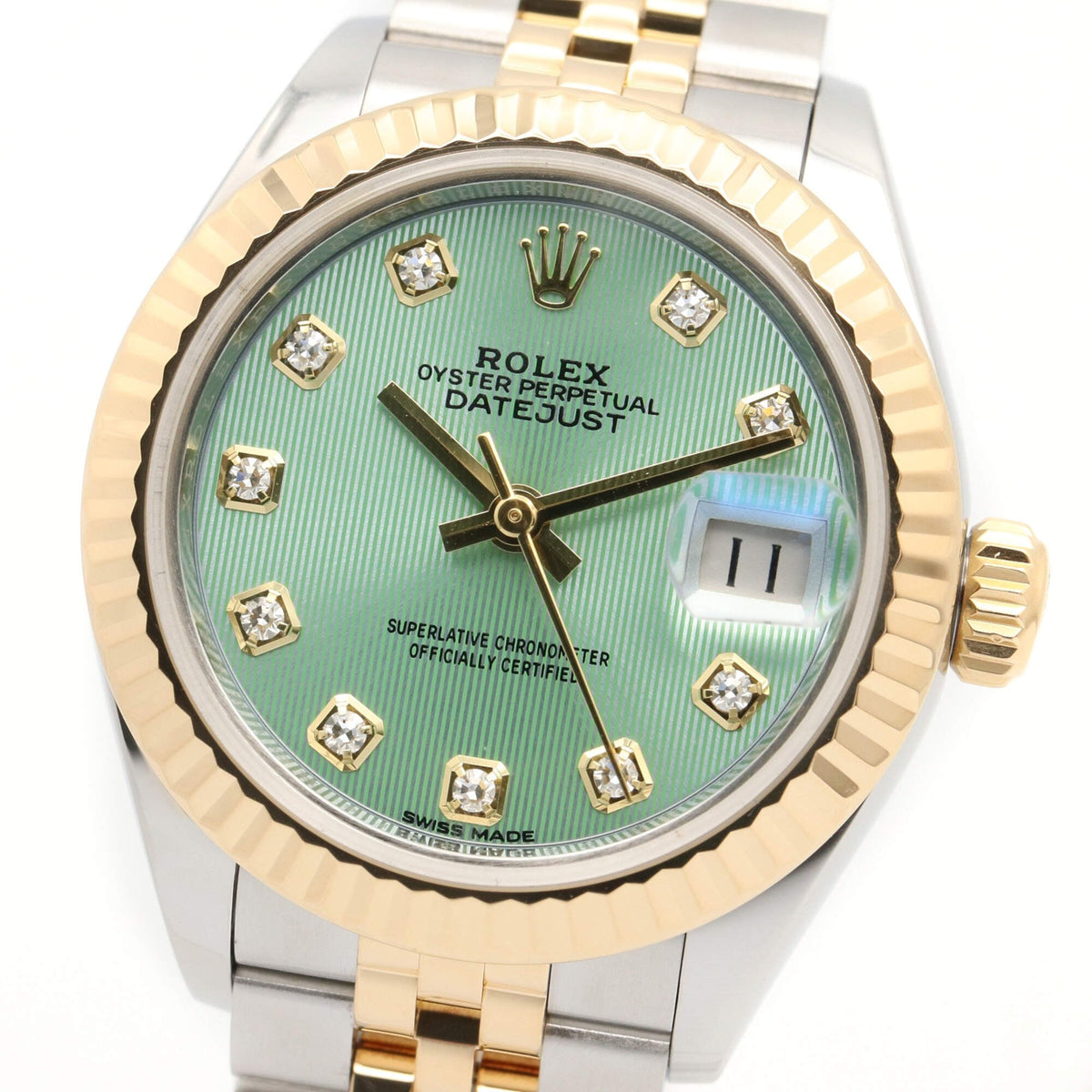 Rolex Datejust 10P Diamond 279173G Green Dial 28mm Watch