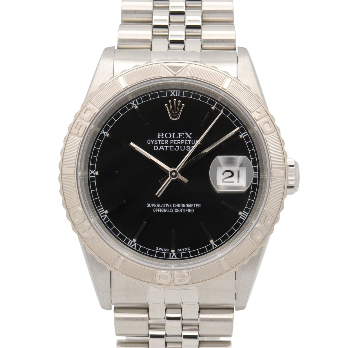Rolex Thunderbird P-Serie 18 Karat 16264 Schwarz Zifferblatt 36 mm Uhr