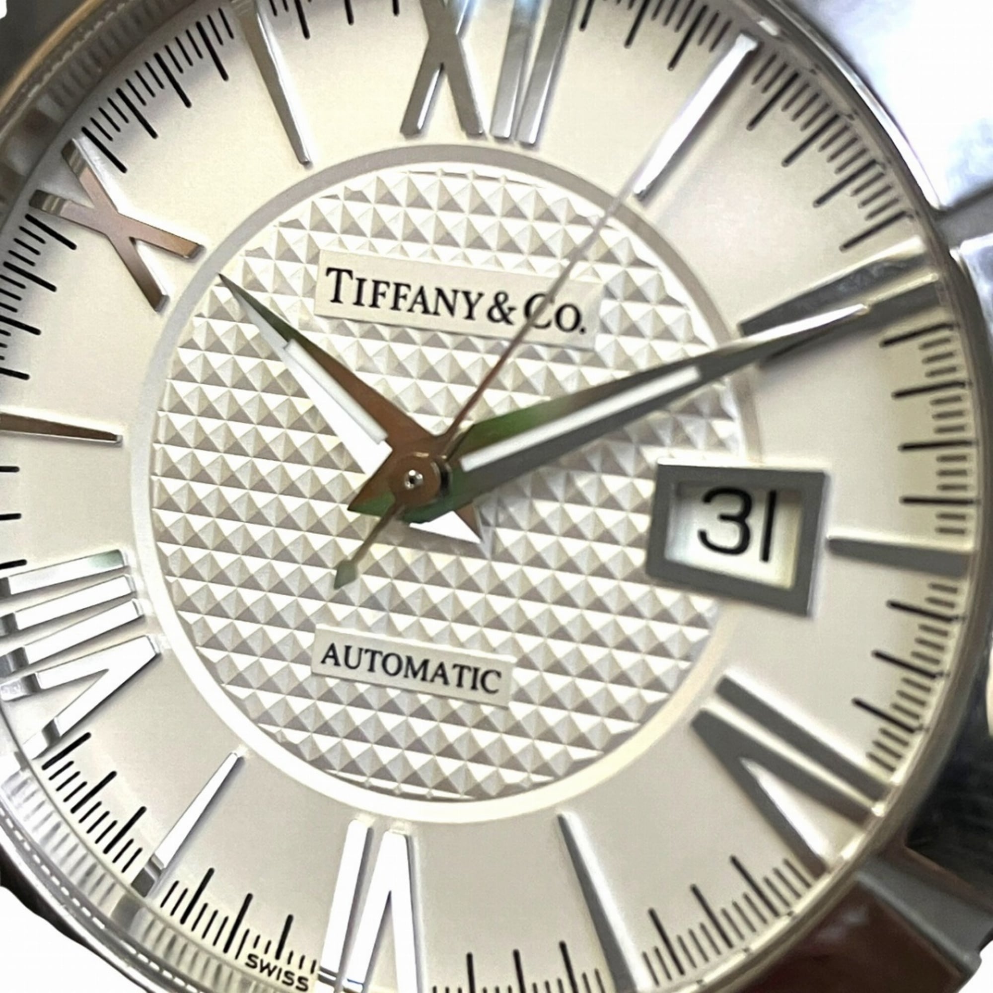 Tiffany & Co. Atlas watch, total weight 107.1g, stainless steel, genuine leather strap, automatic movement, silver dial, Z1000.70.12A10A71A
