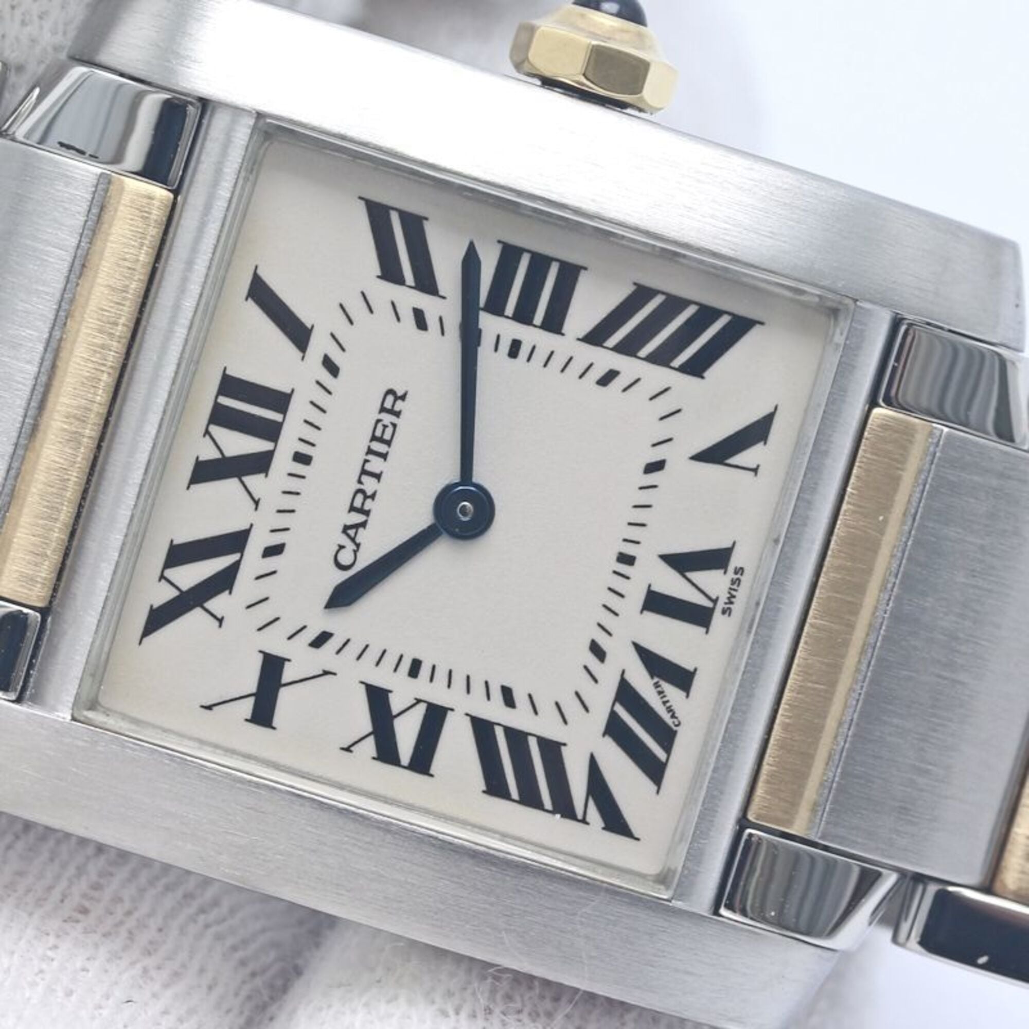 CARTIER Tank Française MM W51006Q4 Uhr, Jungengröße, 18 Karat Gelbgold x Edelstahl, 40390