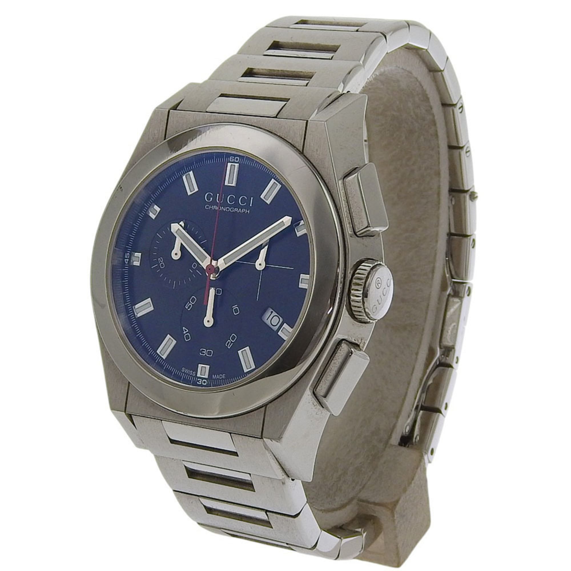 Gucci Pantheon Men's Watch 115.2/YA115235 Stainless Steel Quartz Chronograph with Black Dial