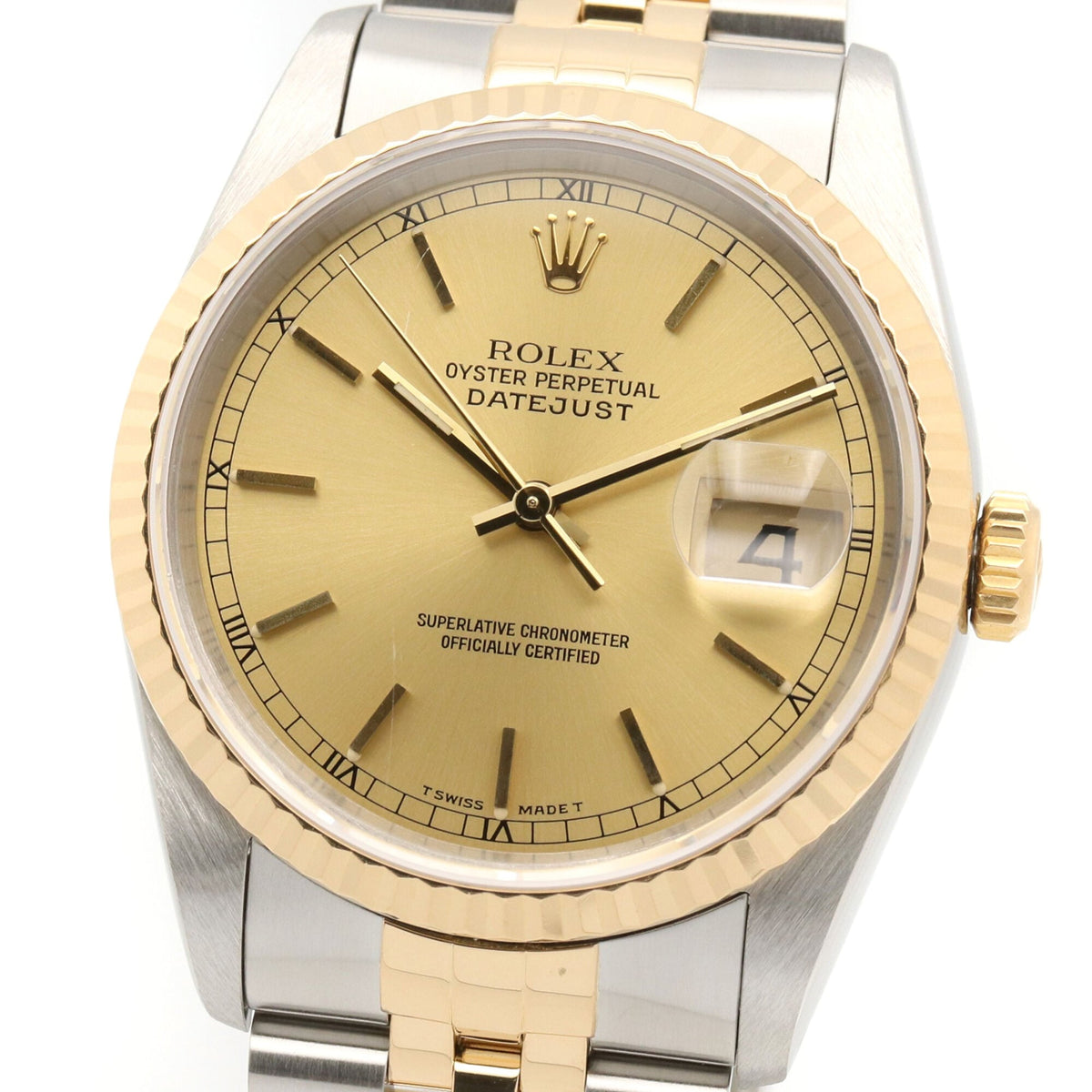 Rolex Datejust L-serie 16233 Champagne, gouden wijzerplaat, 36 mm horloge