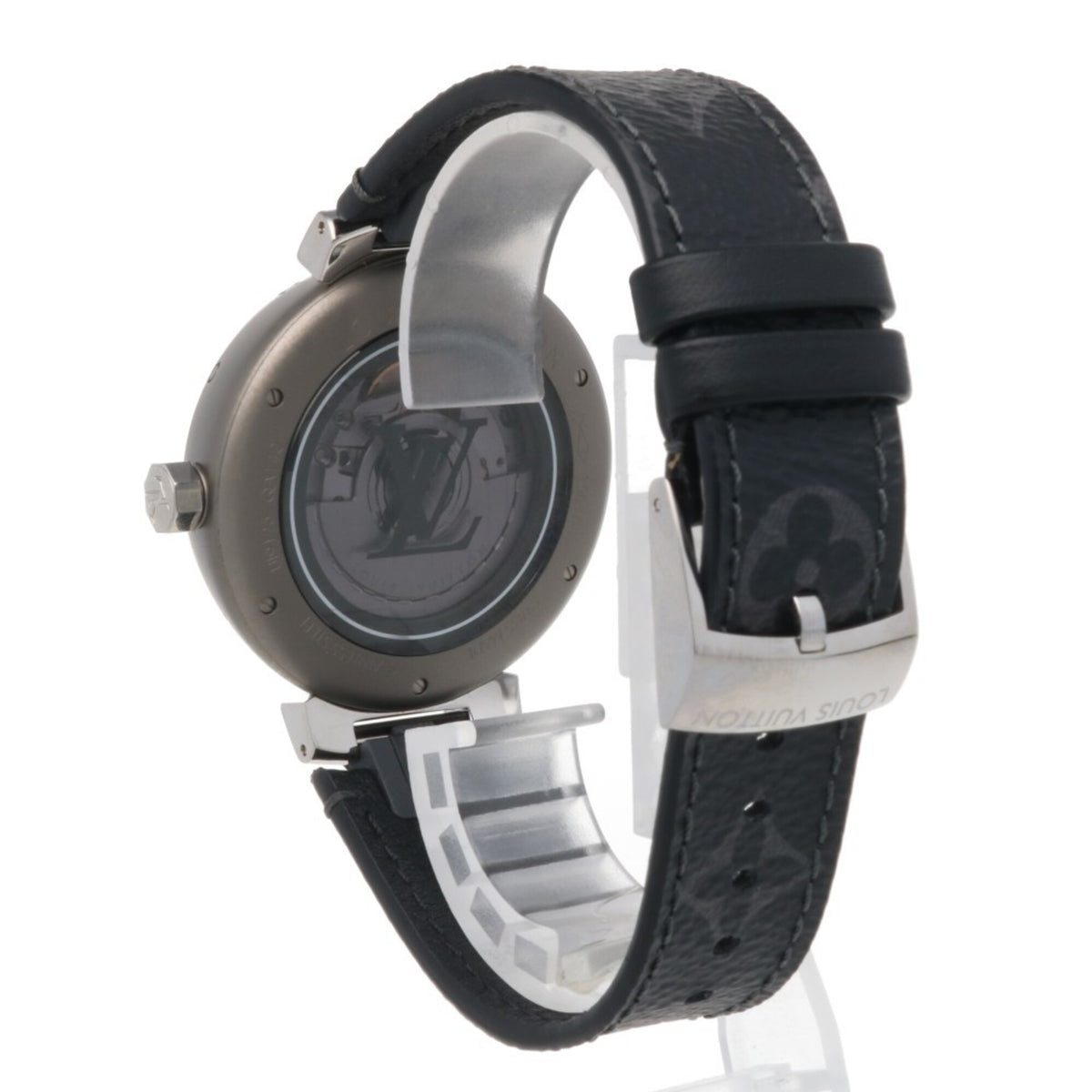 Louis Vuitton Tambour Monogram Eclipse QA140Z, graues Zifferblatt, 41 mm Uhr
